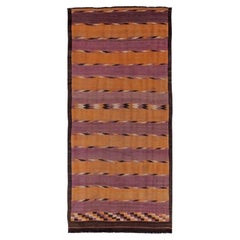 Alfombras Persas Kilim Circa 1910 - Lana Marrón Purpel Diseño Amarillo - 91358