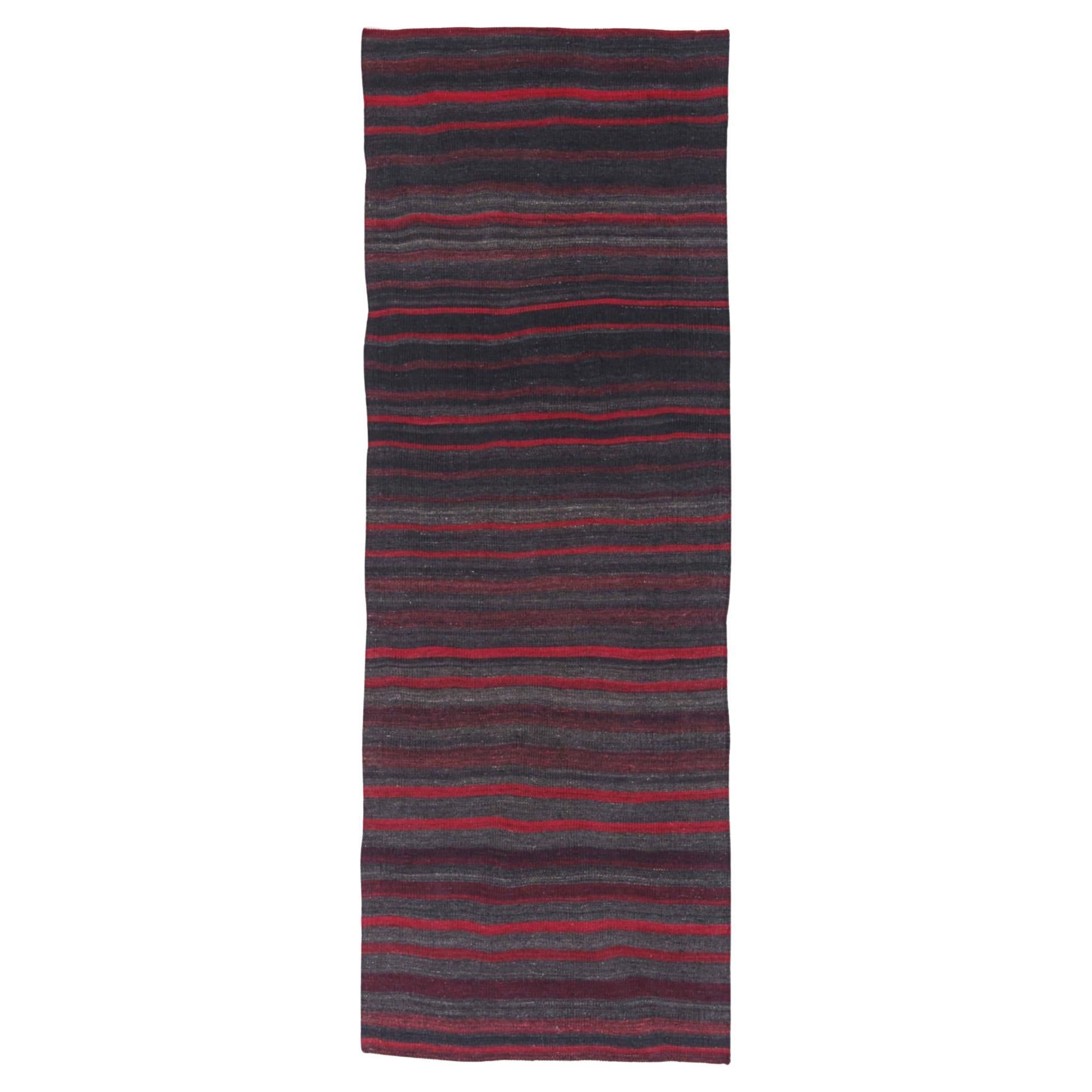 Tapis persans Kilim datant d'environ 1910 - Motif rouge gris laine - 91544