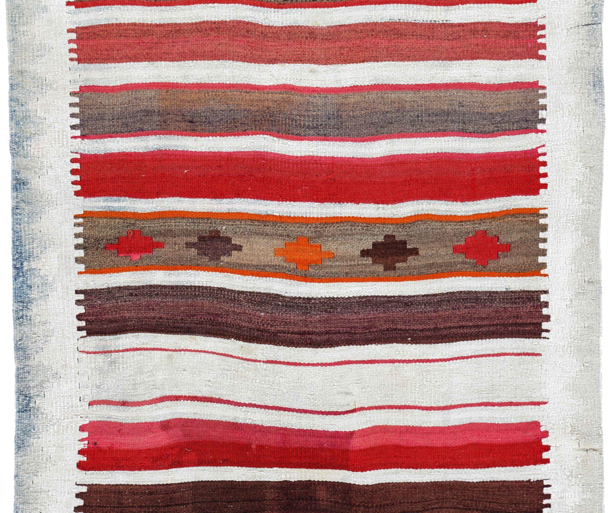 Persische Kelim-Teppiche um 1910 - Wolle Grün Elfenbein Orange Rot Design - 91227 (Asiatisch) im Angebot