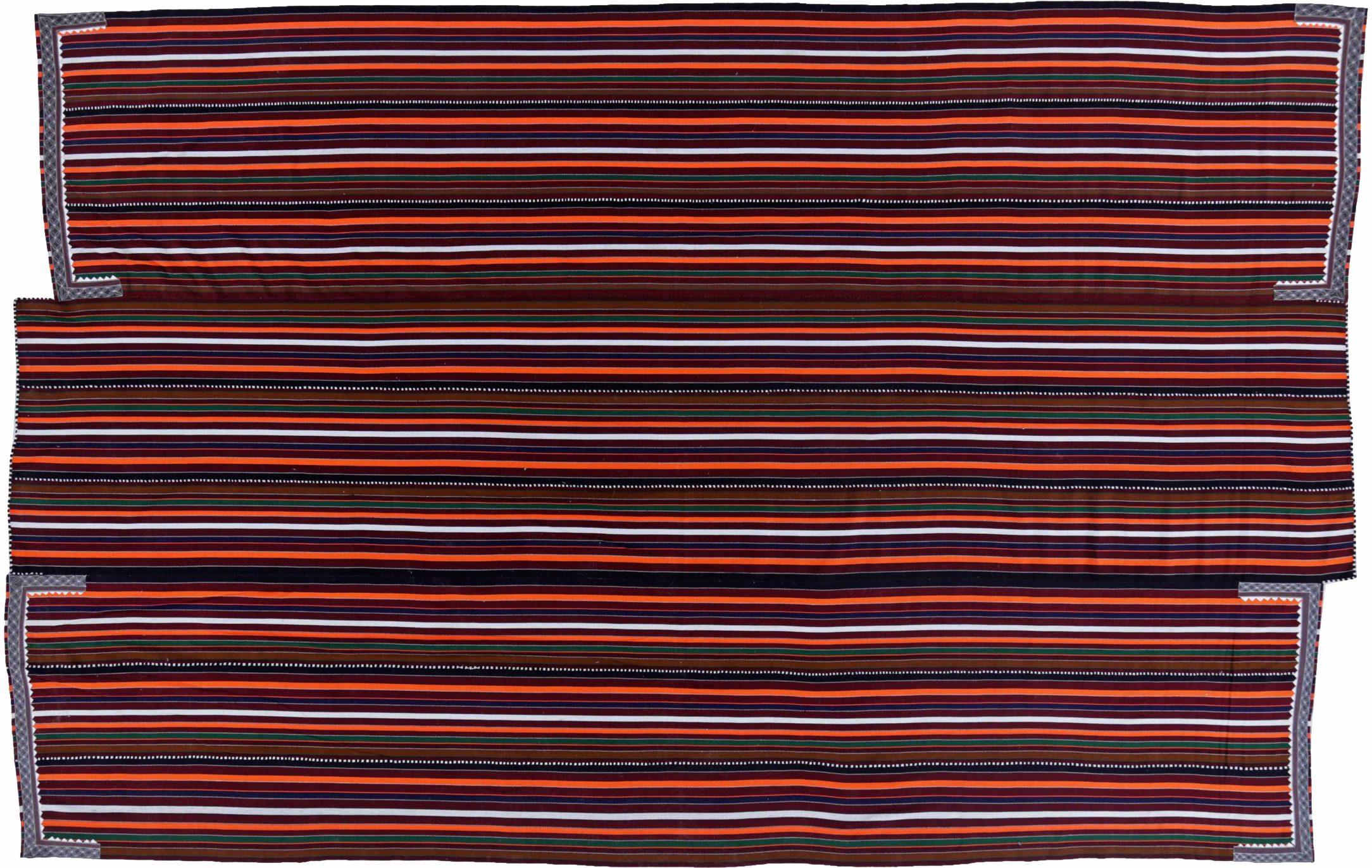 Alfombras Persas Kilim Circa 1910 - Lana Marfil Azul Marino Naranja Diseño - 91443 Asiático en venta