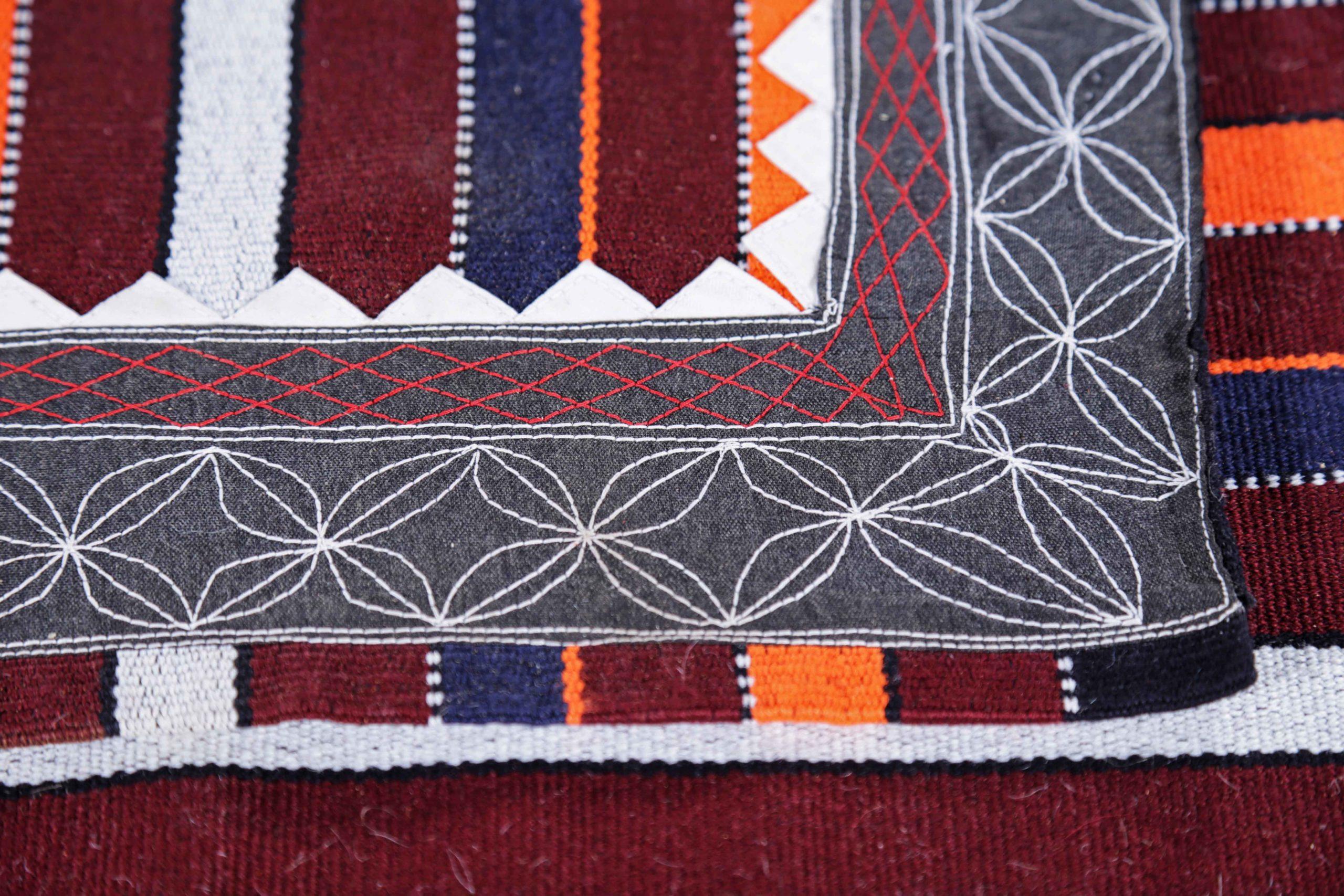 Alfombras Persas Kilim Circa 1910 - Lana Marfil Azul Marino Naranja Diseño - 91443 en Excelente estado para la venta en Dallas, TX
