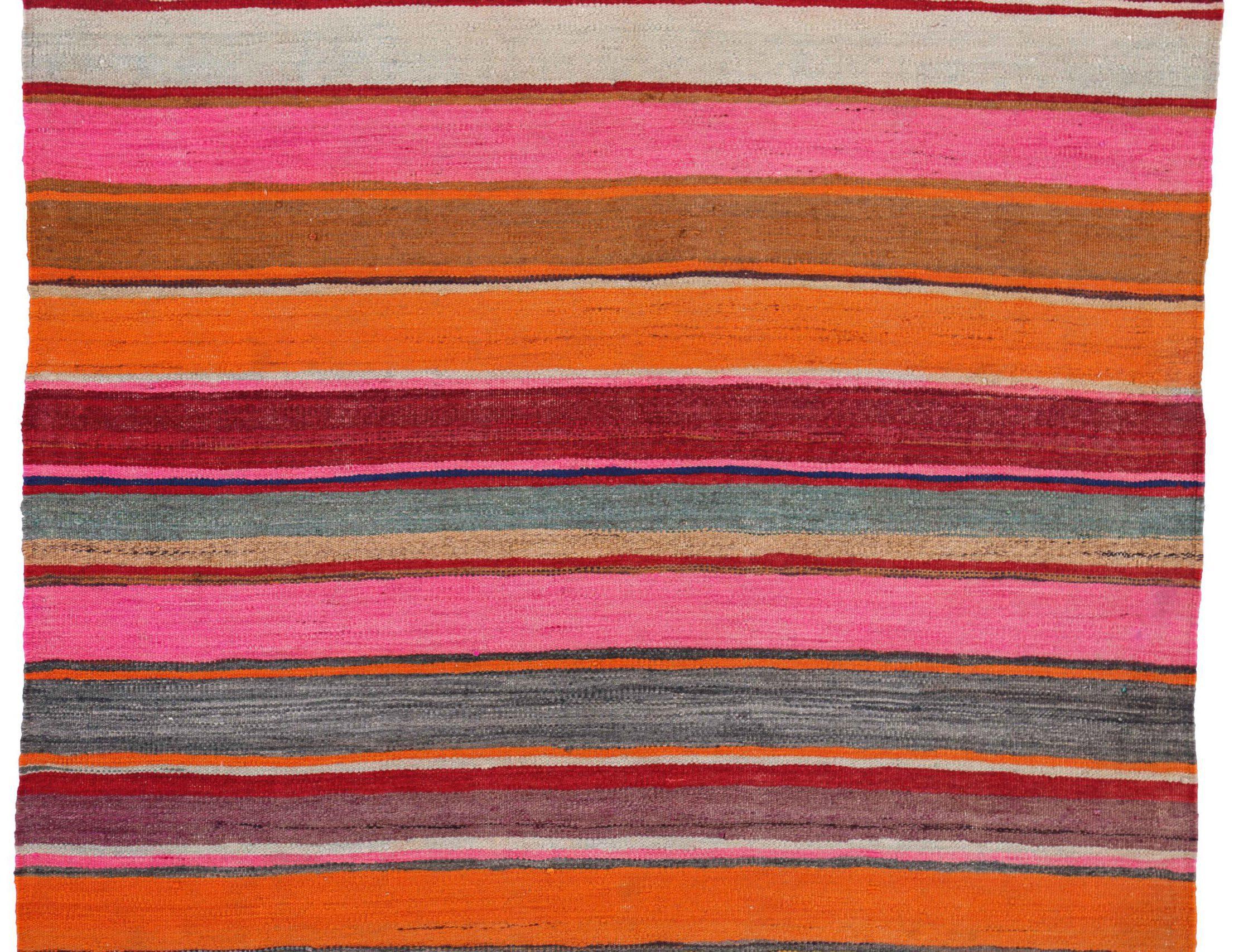 Persische Kelim-Teppiche um 1910 - Wolle Elfenbein Orange Rosa Rot Design - 91334 (Asiatisch) im Angebot