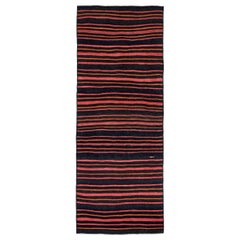 Alfombras Persas Kilim Circa 1910 - Lana Azul Marino Naranja Diseño Rosa - 91313
