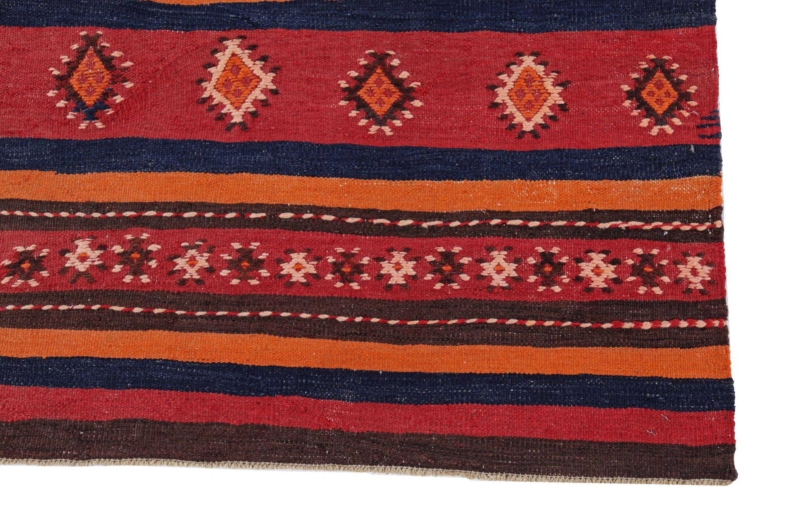Persische Kelim-Teppiche um 1910 - Wolle Marineblau Rosa Rot Design - 91525 im Zustand „Hervorragend“ im Angebot in Dallas, TX