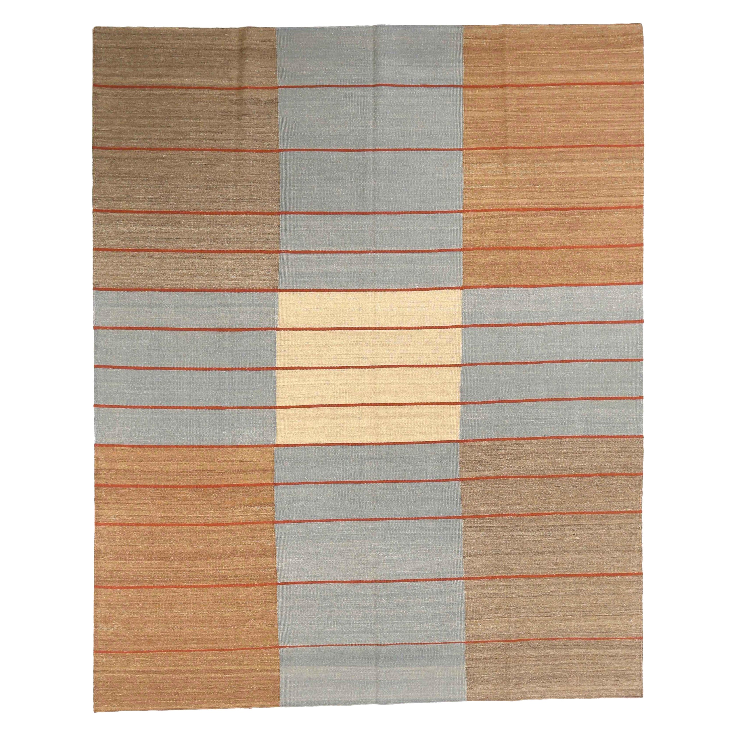 Persische Kilim Area Rugs CIRCA 1990 - Wolle Blau Braun Elfenbein Rot 73028