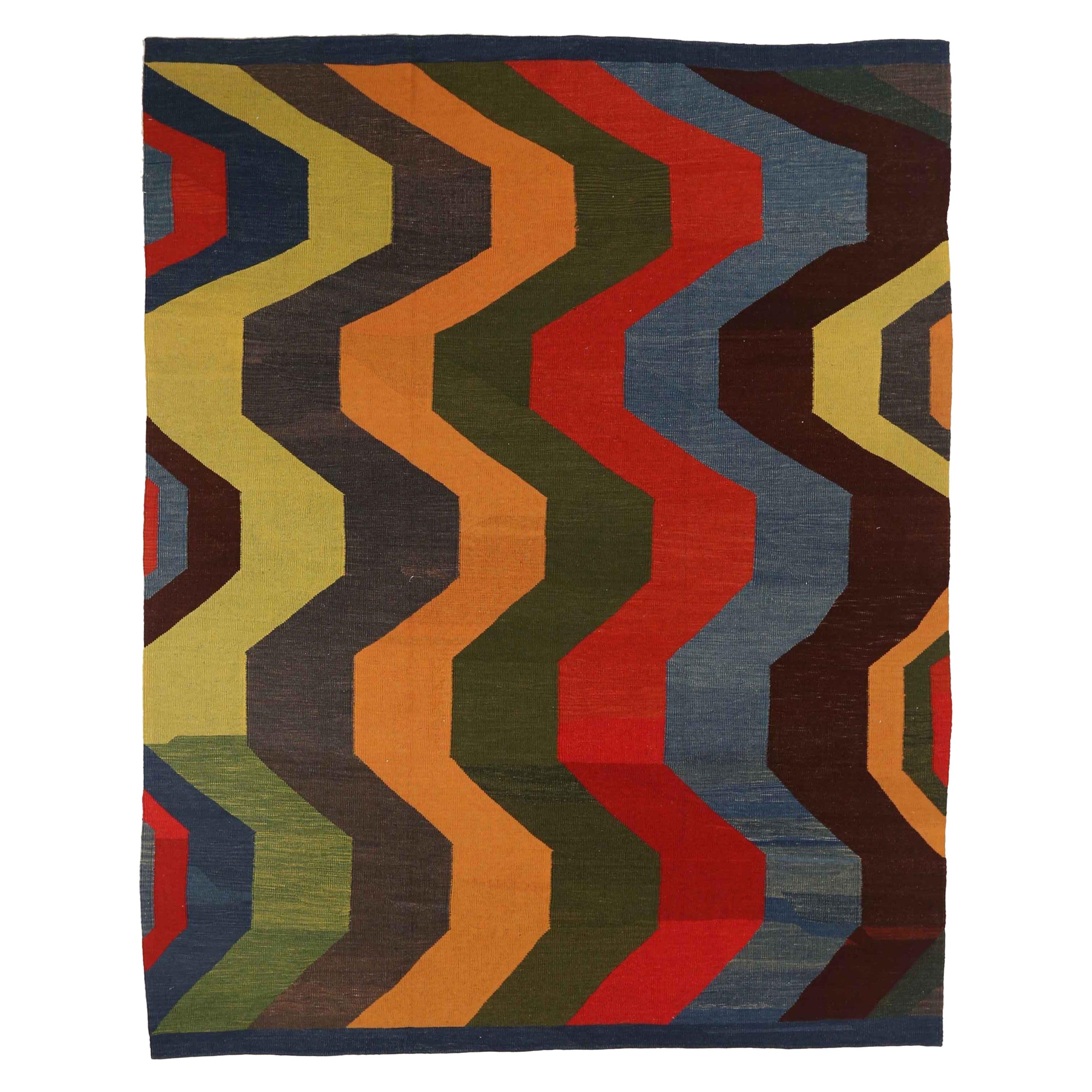 Persische Kilim Area Rugs CIRCA 1990 - Wolle Blau Grün Rot Gelb 73886