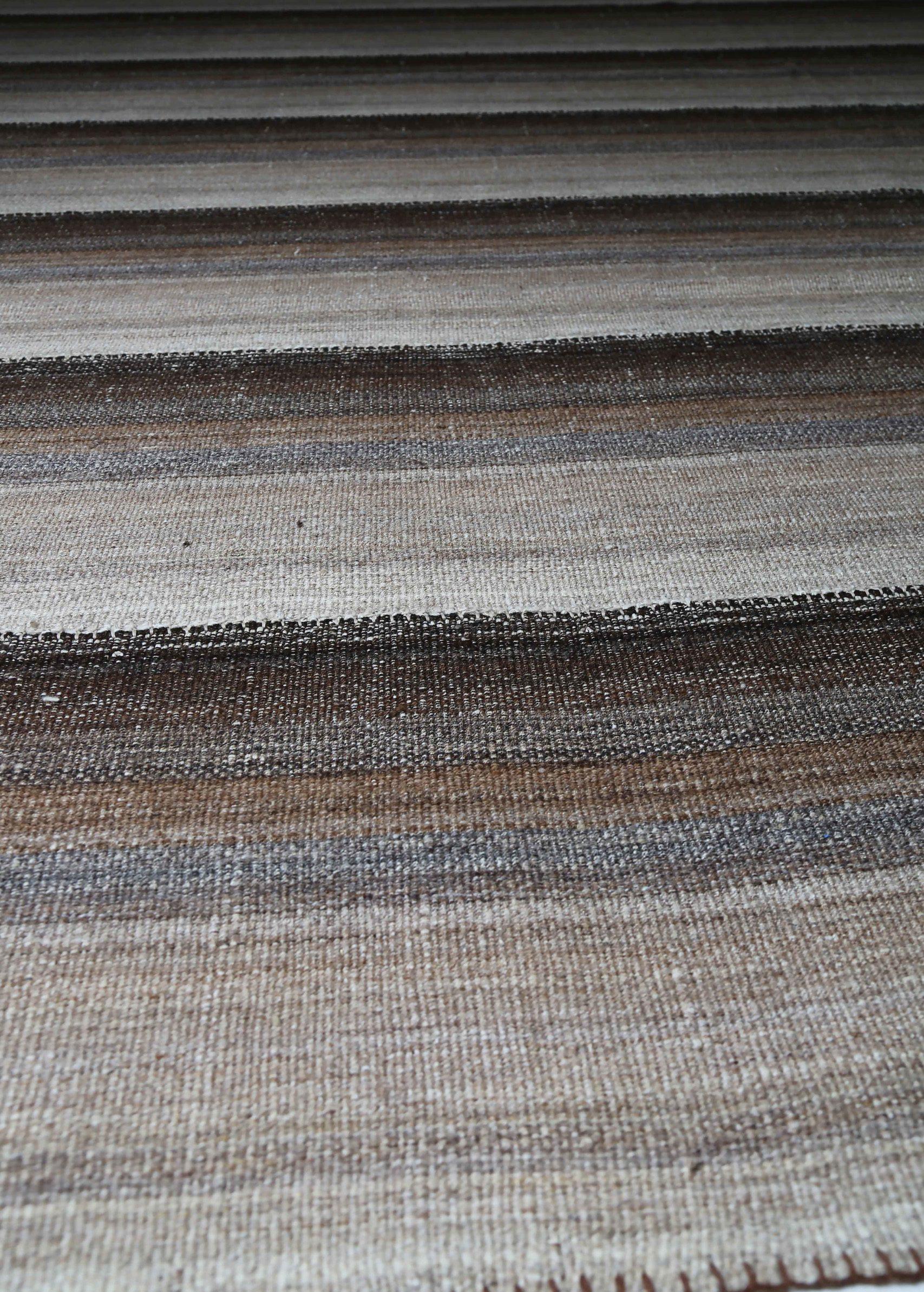 XX secolo Tappeti persiani Kilim Circa 1990 - Lana Marrone Grigio Avorio Giallo Design - 88991 in vendita
