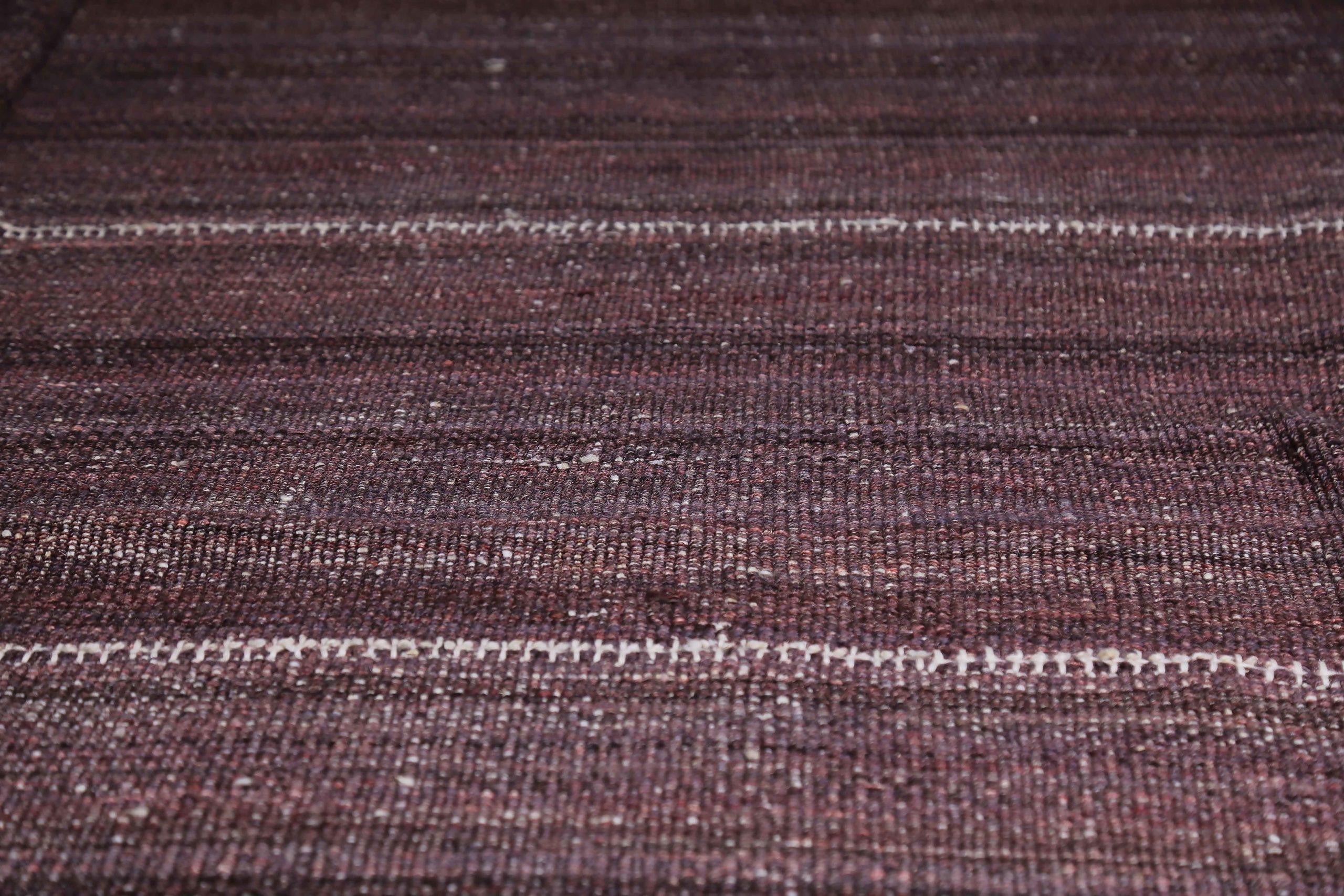 20th Century Persian Kilim Area Rugs Circa 1990 - Wool Brown Ivory Design - 88996 For Sale