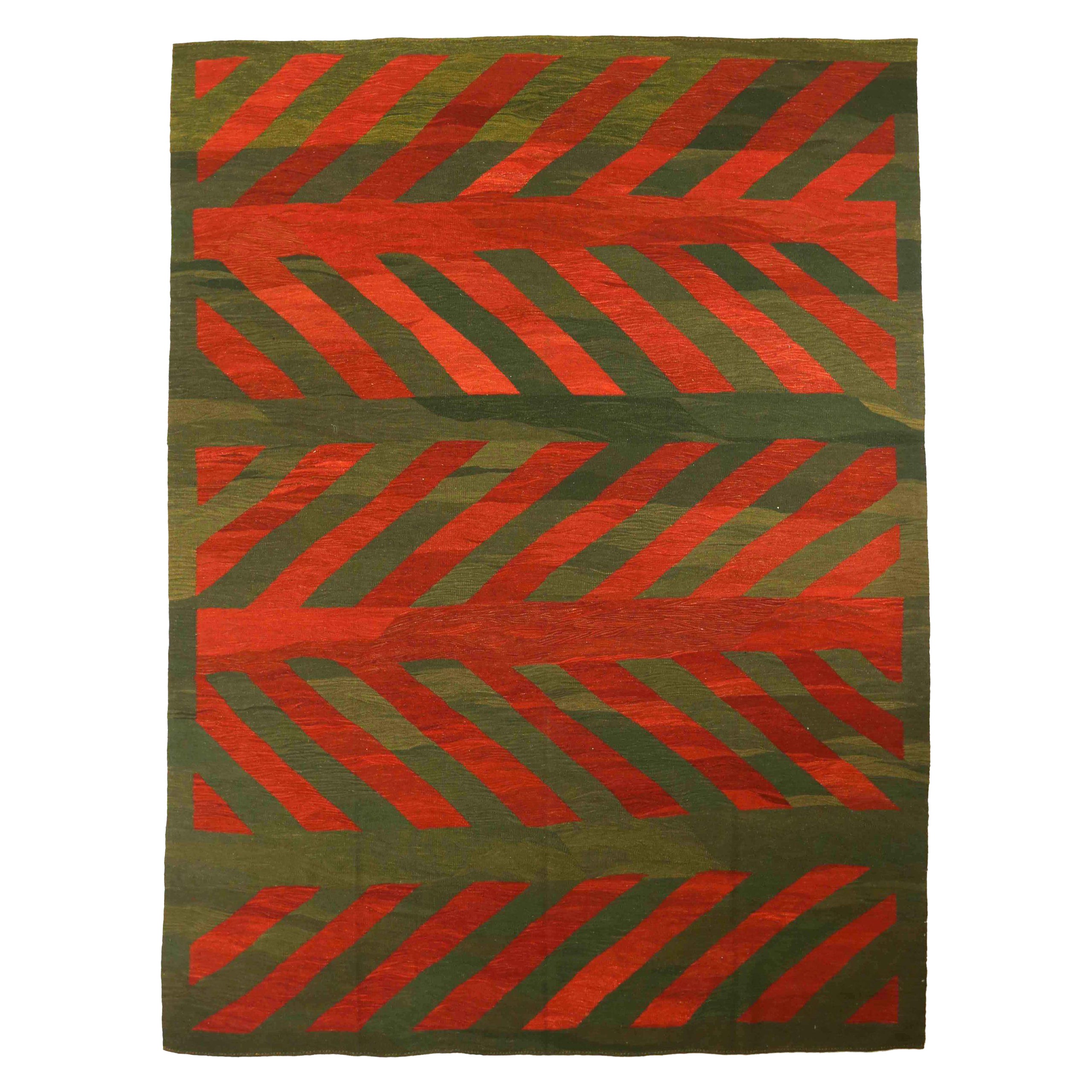 Tappeti persiani Rug & Kilim Circa 1990 - Lana Verde Rosso 73889 in vendita