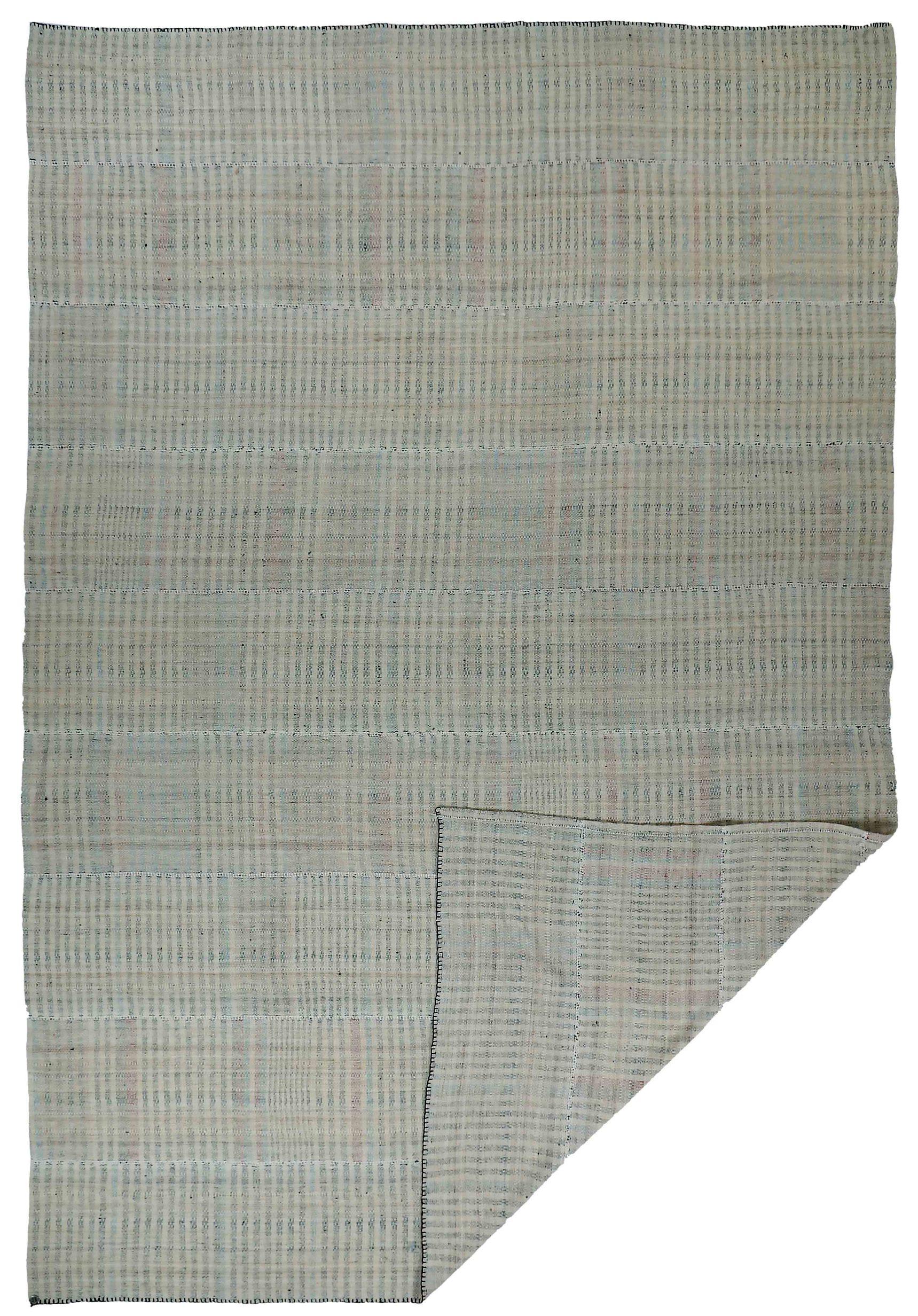 Asiatique Tapis persans Kilim vers 1990 - Design en laine ivoire taupe - 89061 en vente