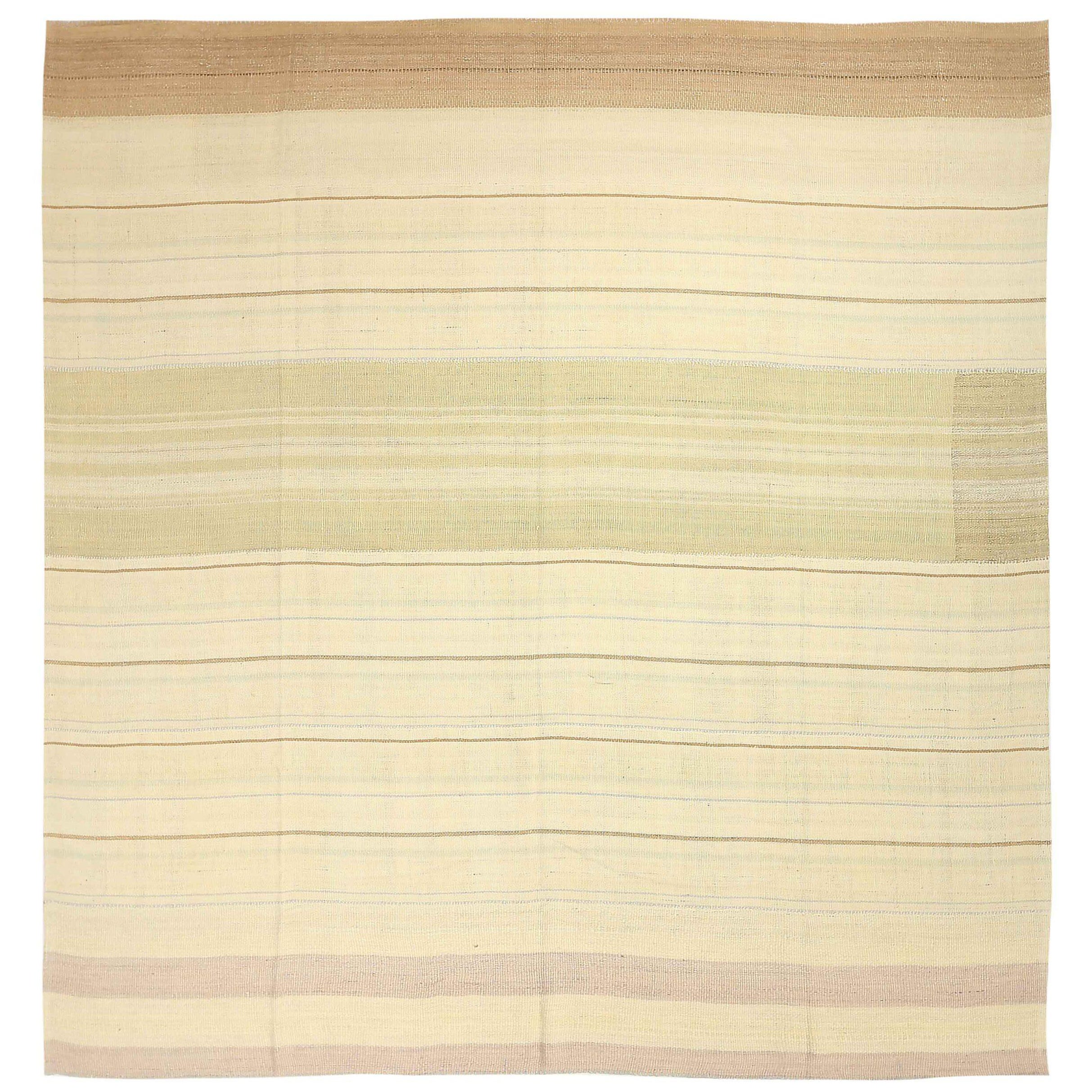 Tapis Kilim Persan - Laine Brown Green Ivory Design - 88290