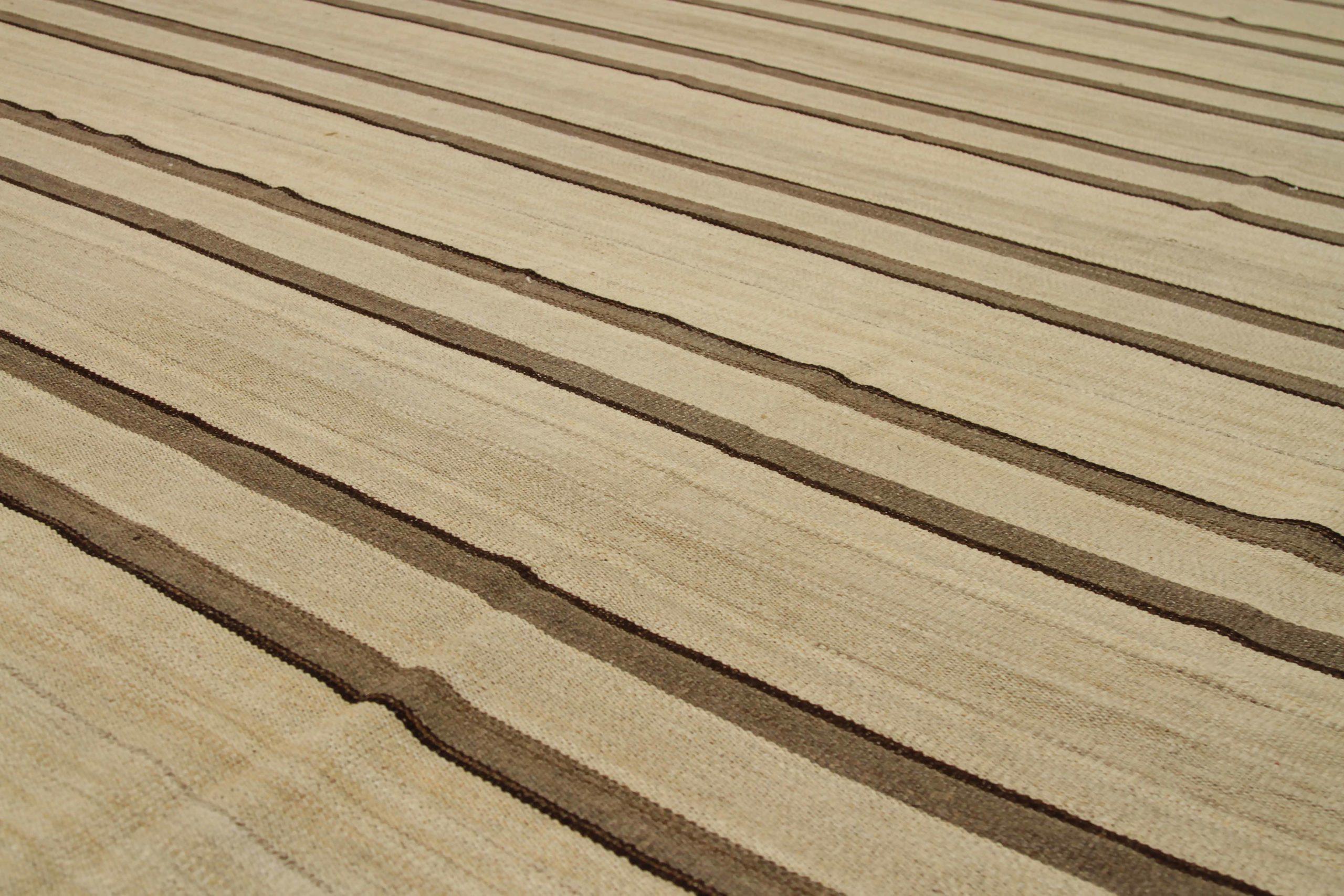Persische Kilim Teppiche - Wolle Braun Elfenbein Design - 88405 im Zustand „Hervorragend“ im Angebot in Dallas, TX