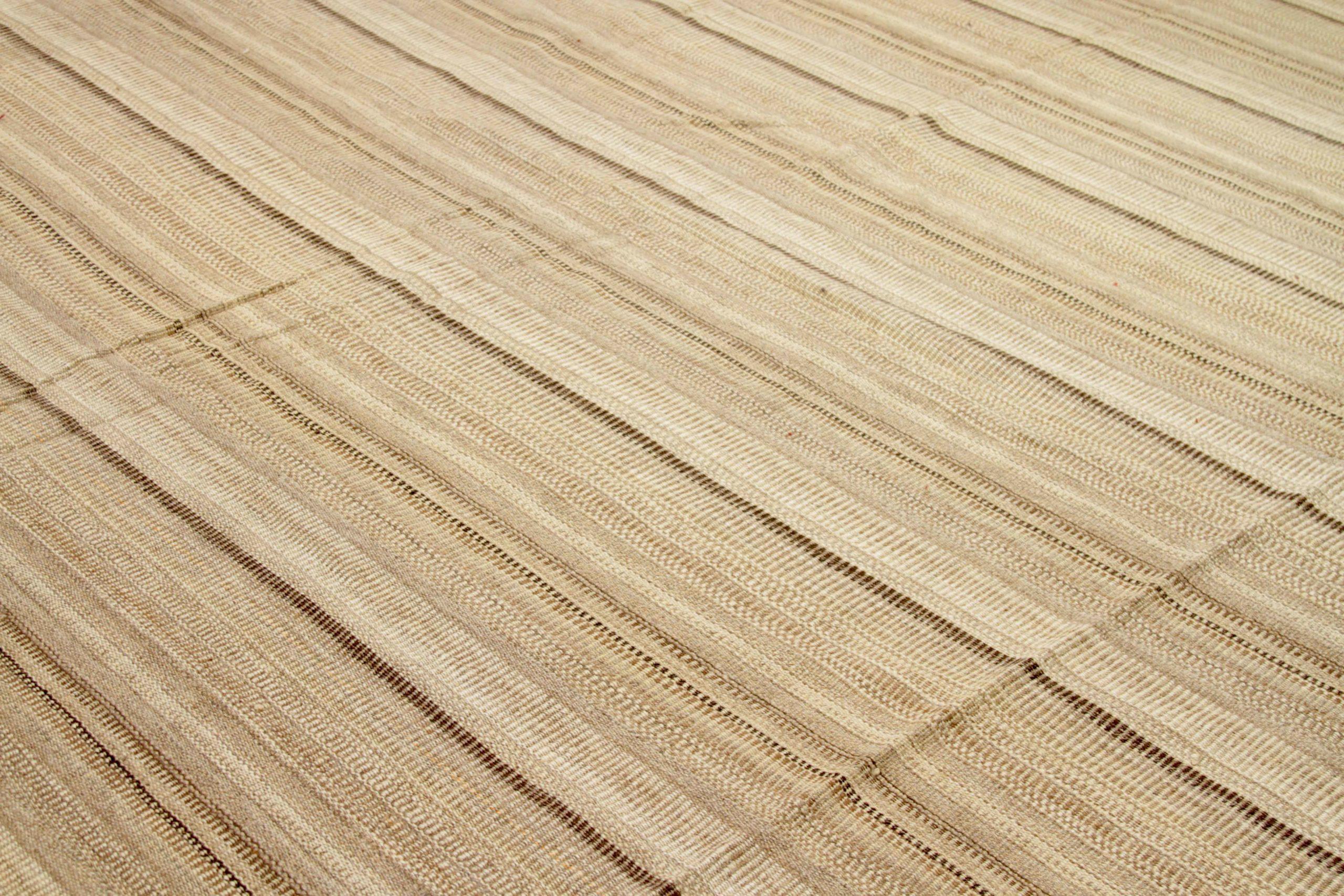 Tappeti persiani Kilim - Lana Marrone Avorio Taupe Design - 88410 In condizioni ottime in vendita a Dallas, TX