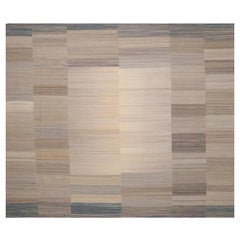Persische Kilim Over Size Teppich - Wolle Blau Braun Elfenbein Design - 98406