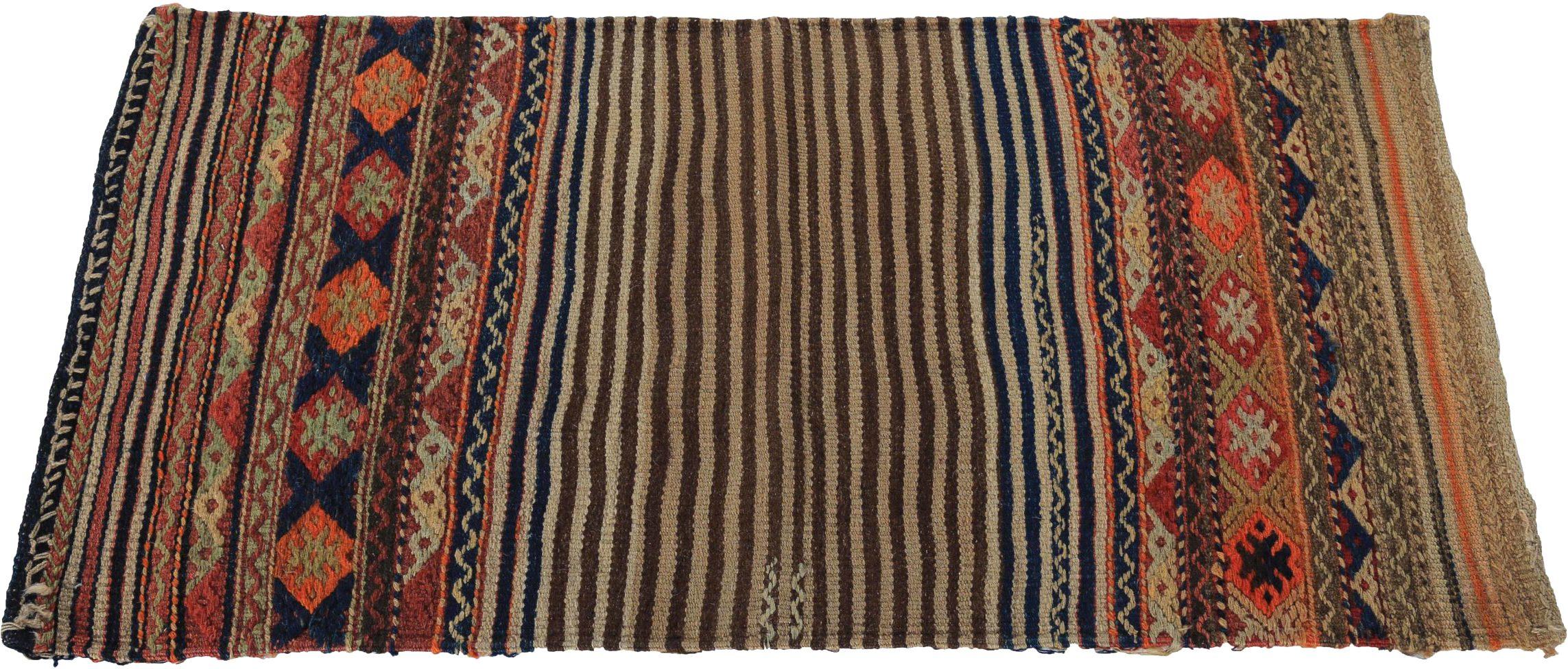 Discover the elegance of Persian Kilim featuring Runner Rug in Circa 1880. Designed with Wool and BrownIvoryOrange, this exclusive design is perfect for enhancing your space.