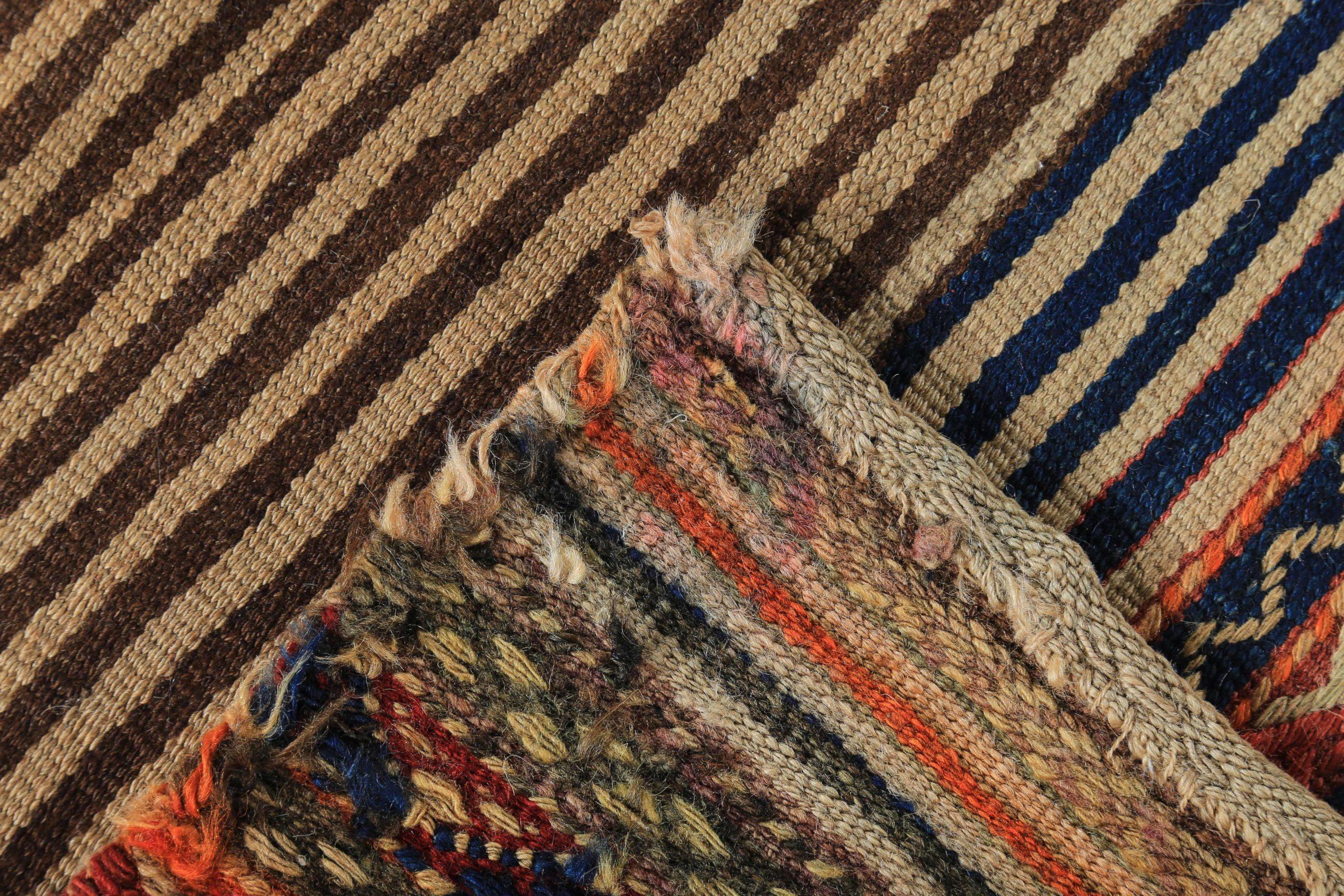 Rug & Kilim Kilim - Laine Brown Ivory Orange Design - 89195 Excellent état - En vente à Dallas, TX