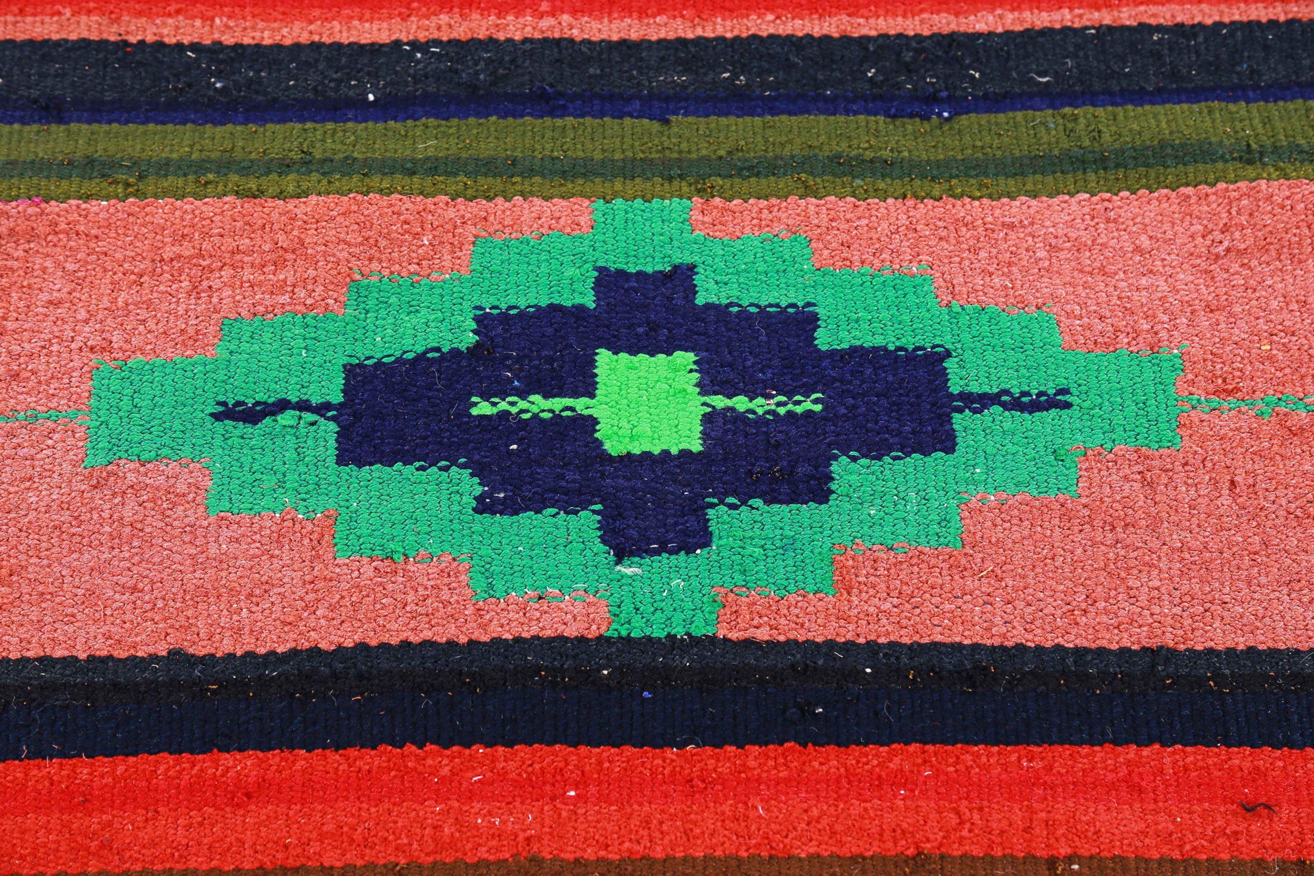 Persischer Kelim-Läufer Circa 1910 - Wolle Blau Grün Orange Rosa Rot - 91153 im Zustand „Hervorragend“ im Angebot in Dallas, TX