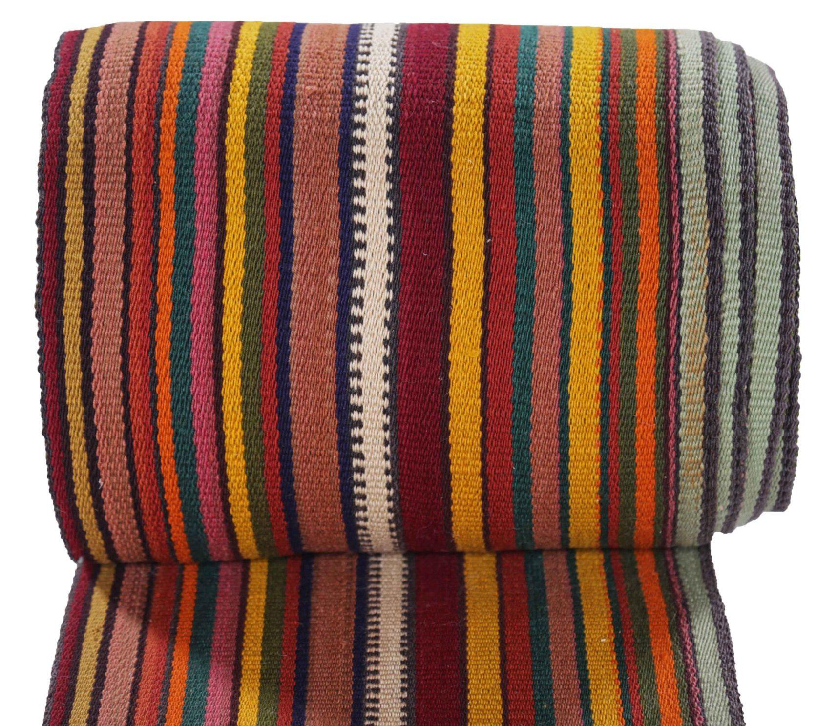 Asian Persian Kilim Runner Rug Circa 1910 - Wool Blue Green Orange Pink Red - 91560 For Sale