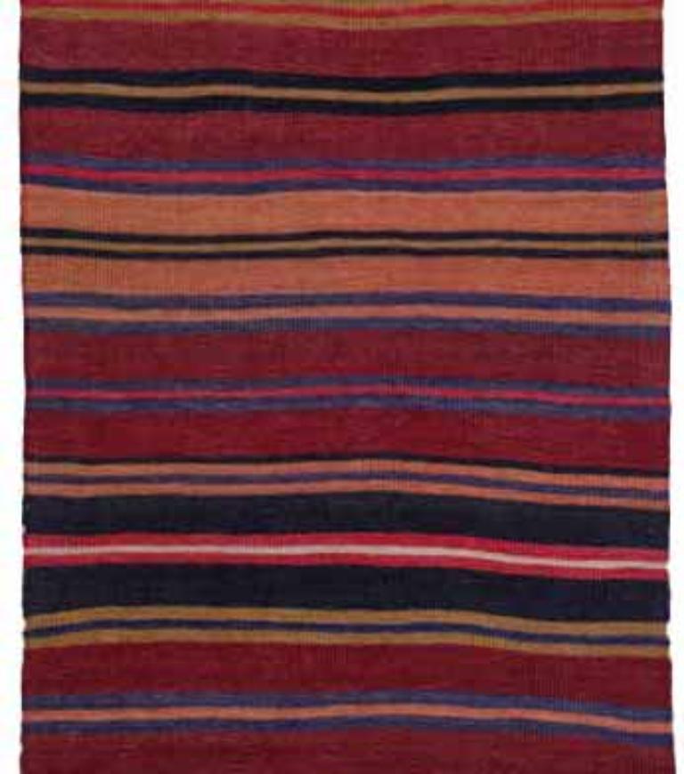 Persischer Kelim-Läufer Circa 1910 - Wolle Blau Grün Orange Rot Design - 91447 (Asiatisch) im Angebot