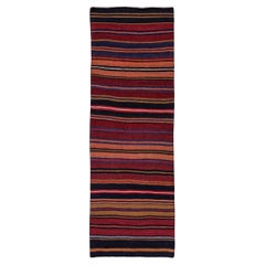 Alfombra Persa Kilim Circa 1910 - Lana Azul Verde Naranja Rojo Diseño - 91447