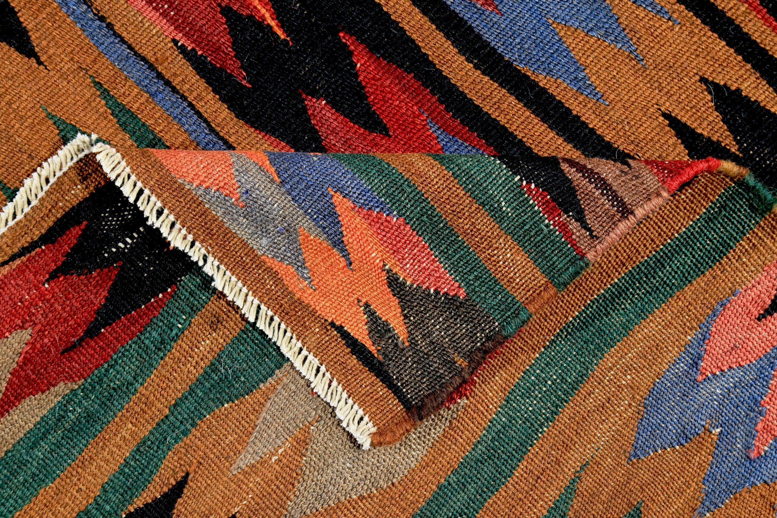 Alfombra Persa Kilim Circa 1910 - Lana Azul Verde Rojo Diseño - 89330 siglo XX en venta