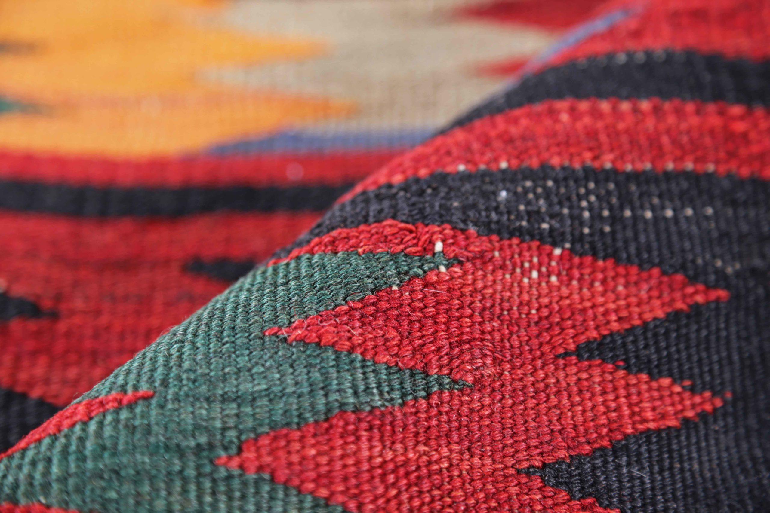 Persische Kilim Läufer Teppich CIRCA 1910 - Wolle Blau Grün Rot Gelb Design - 91356 (20. Jahrhundert) im Angebot