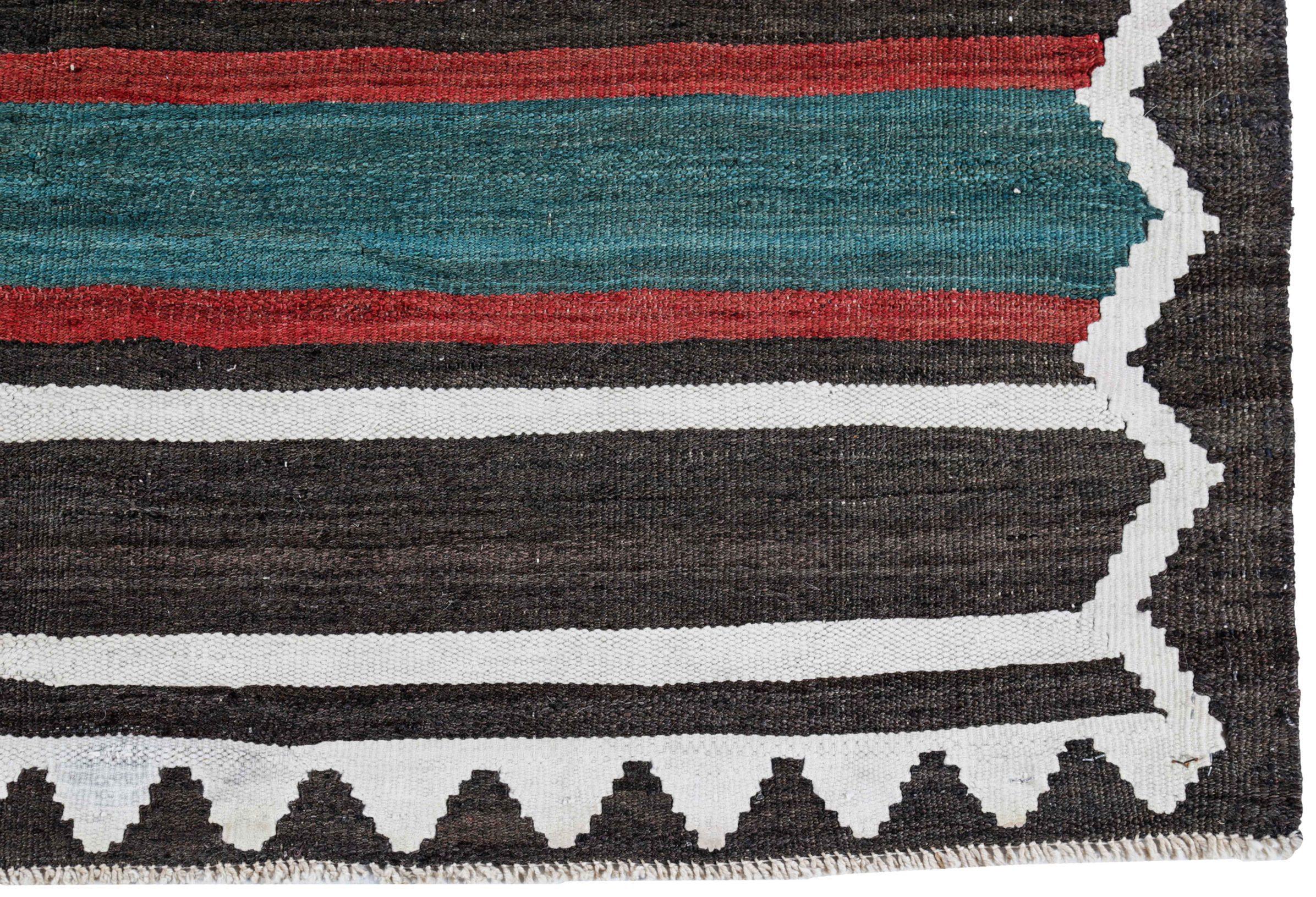 Persischer Kelim-Läufer Circa 1910 - Wolle Blau Elfenbein Rot Design - 91262 (20. Jahrhundert) im Angebot
