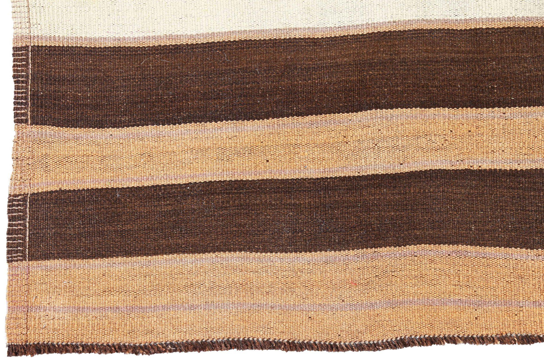 Persische Kilim Läufer Teppich CIRCA 1910 - Wolle Braun Elfenbein Orange Design - 91275 im Zustand „Hervorragend“ im Angebot in Dallas, TX