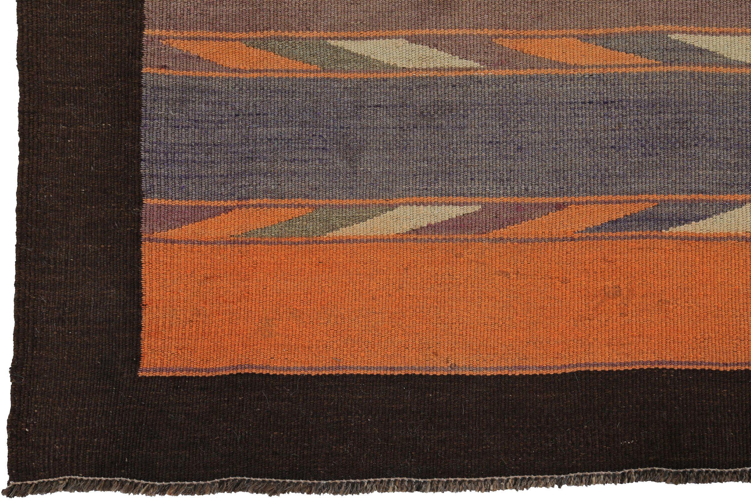 Persischer Kelim-Läufer Circa 1910 - Wolle Elfenbein Orange Purpel Design - 89579 (Asiatisch) im Angebot