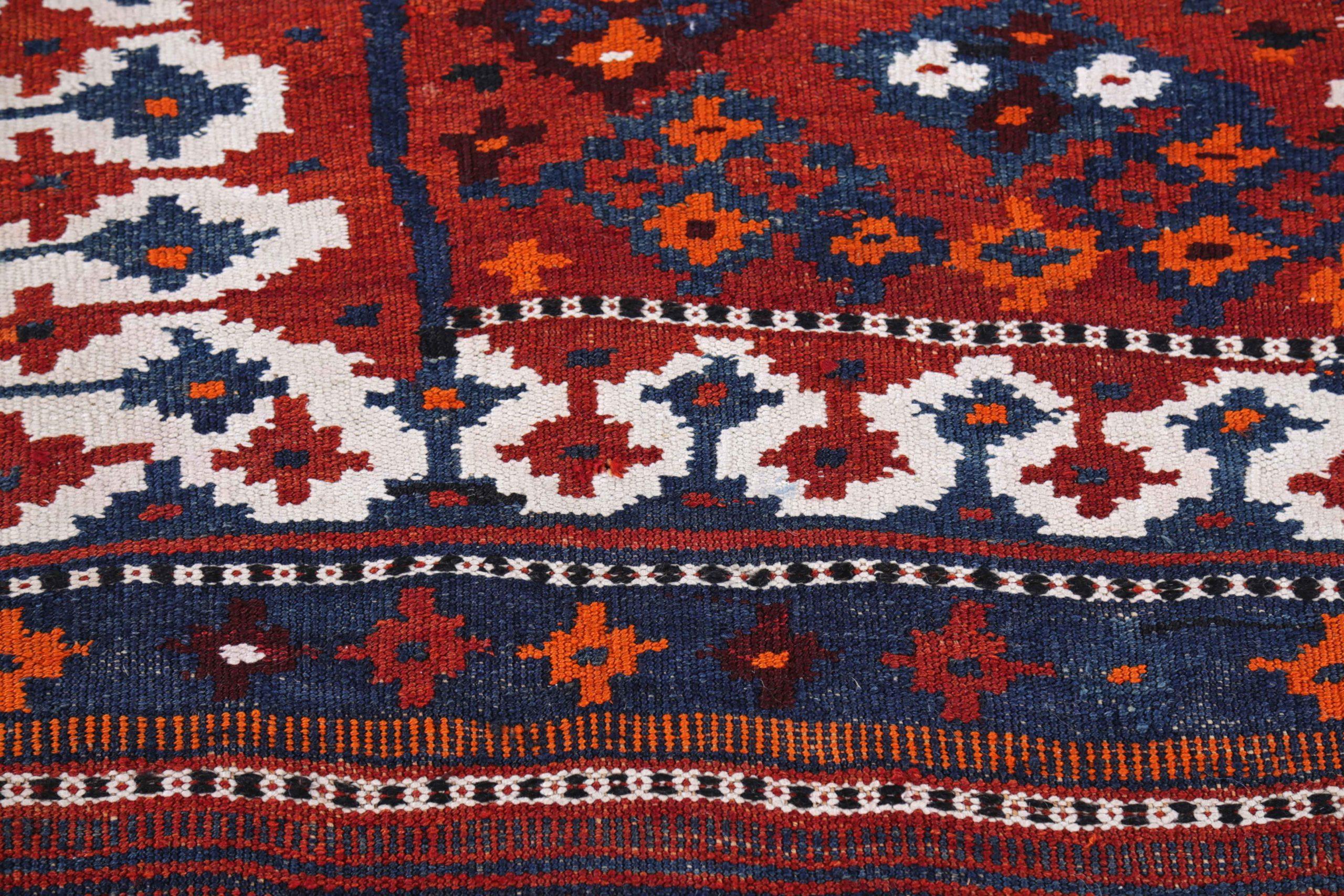 Persischer Kelim-Läufer Circa 1910 - Wolle Elfenbein Orange Rot Design - 91533 (Asiatisch) im Angebot