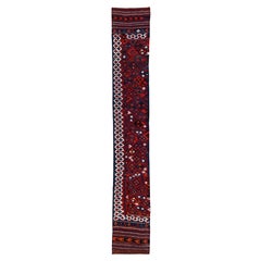 Tapis de course persan Kilim Circa 1910 - Laine Ivoire Orange Rouge Design/One - 91533