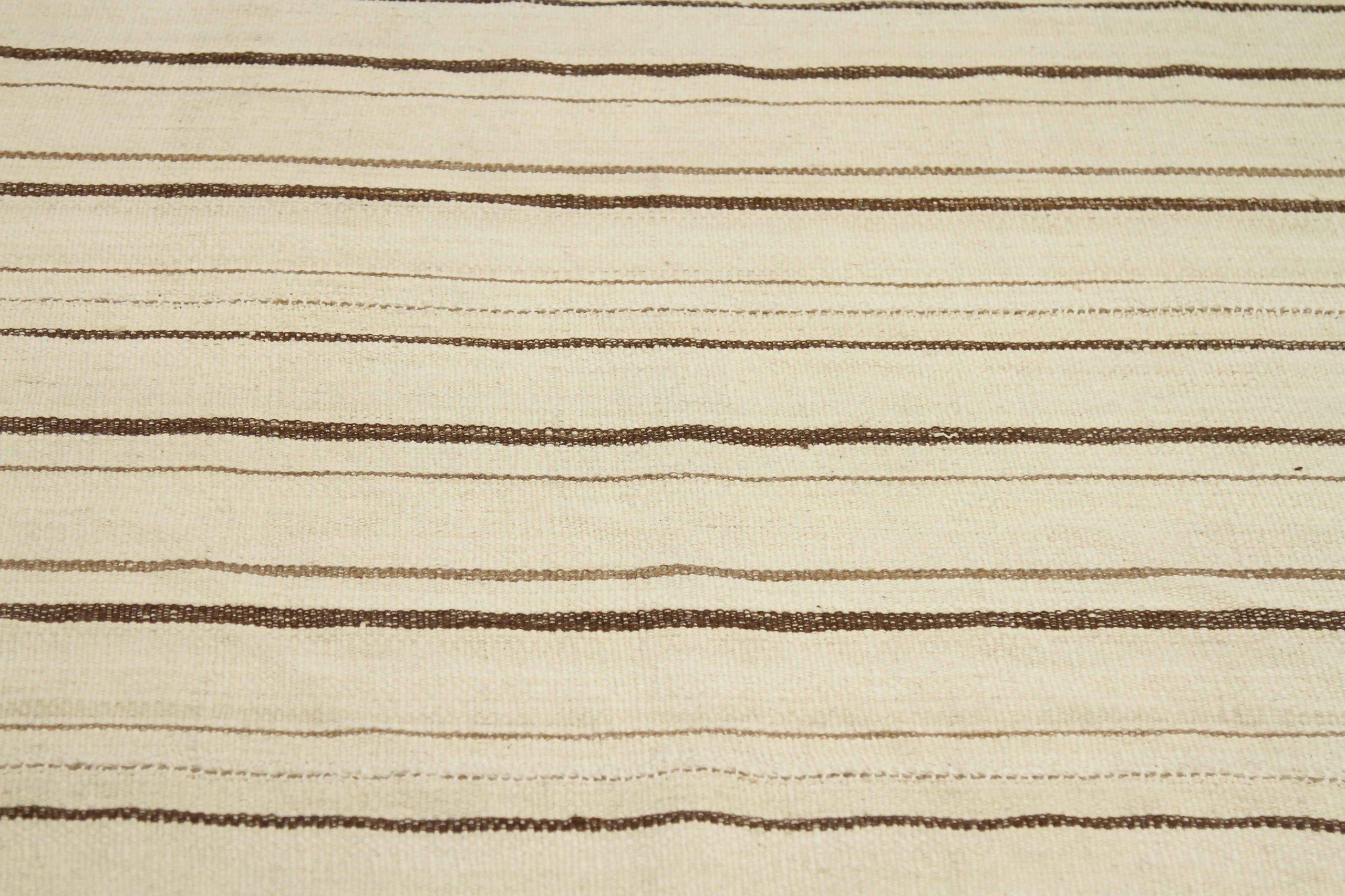 Persischer Kilim Läufer Teppich CIRCA 1990 - Wolle Braun Elfenbein 70723 im Zustand „Hervorragend“ im Angebot in Dallas, TX