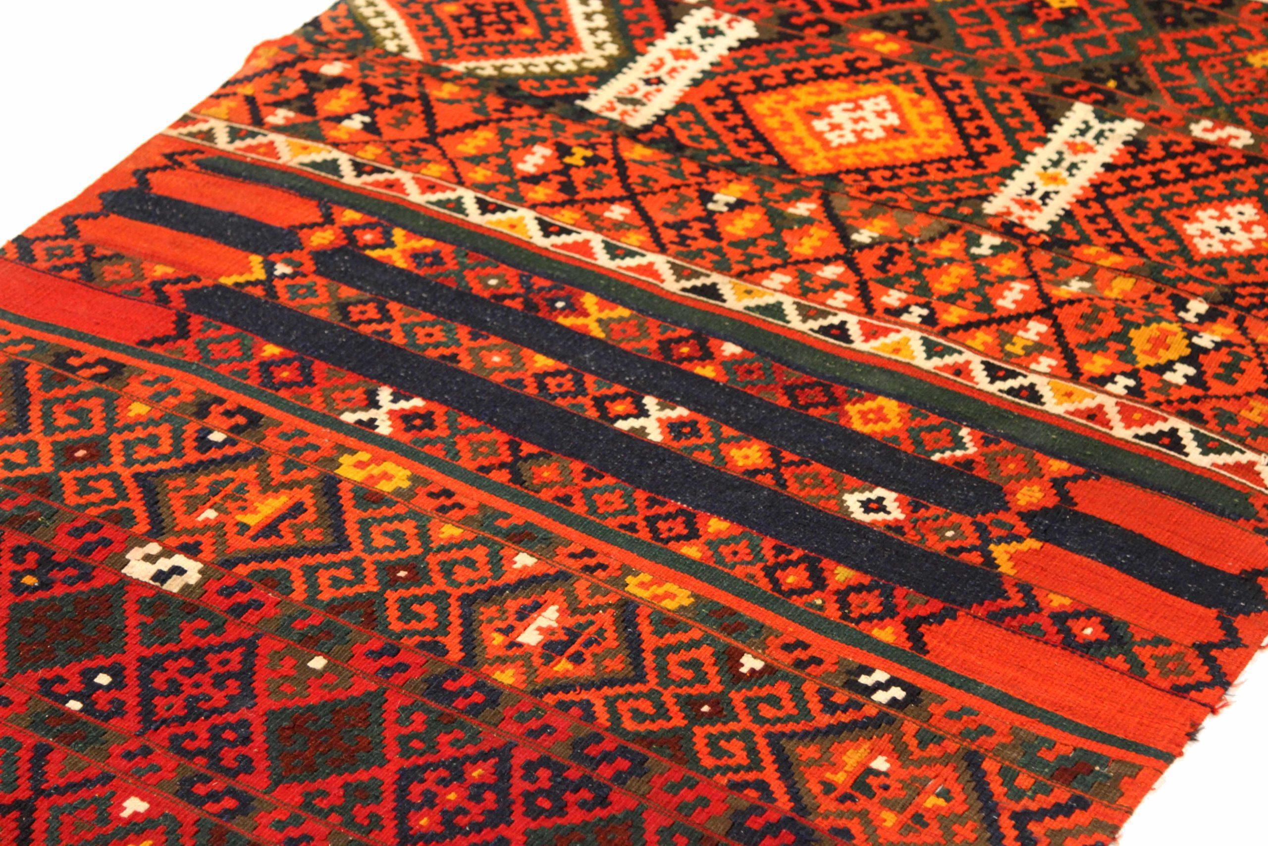 Alfombra Persa Kilim Pequeña - Lana Negro Naranja Rojo 73872 Asiático en venta