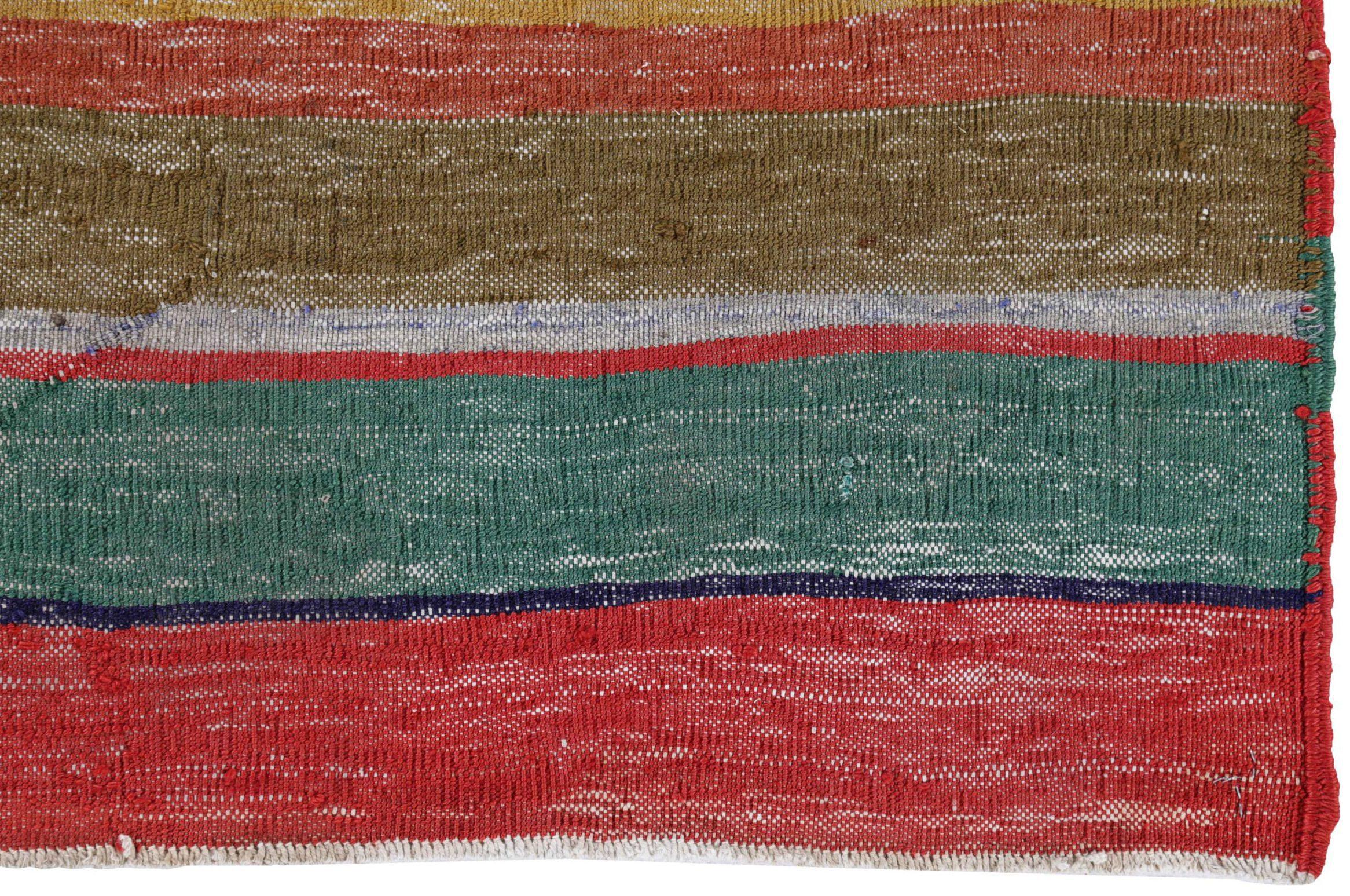 Petit tapis persan Kilim - Laine bleu vert orange rouge jaune - 91121 Excellent état - En vente à Dallas, TX