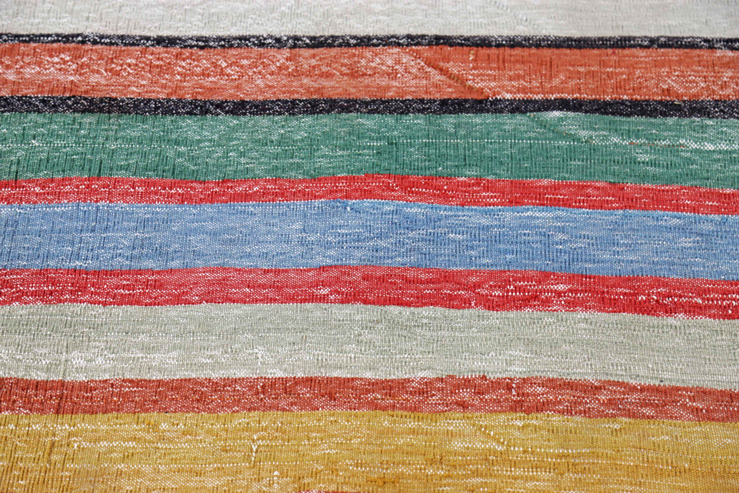 20ième siècle Petit tapis persan Kilim - Laine bleu vert orange rouge jaune - 91121 en vente