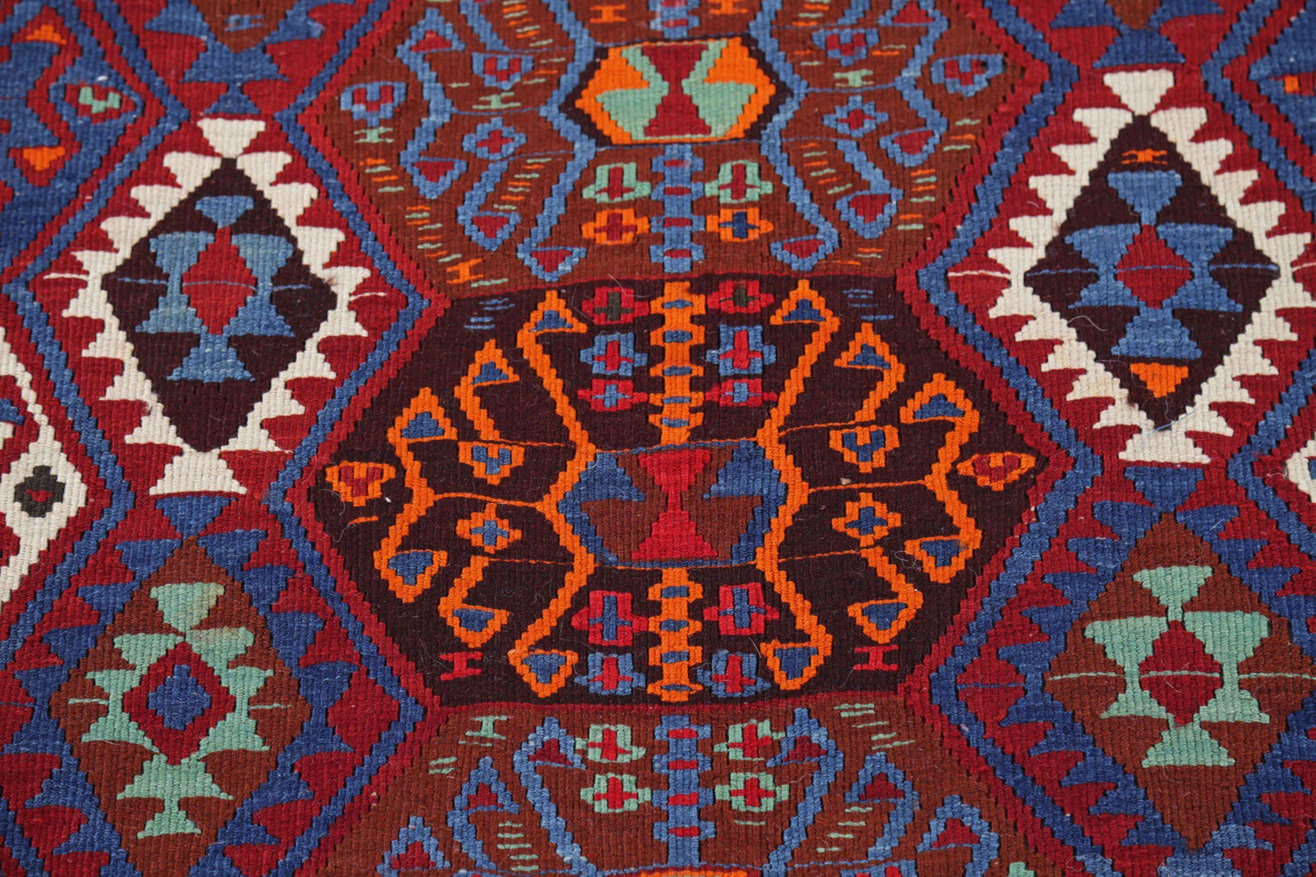 Tappeto persiano Kilim Small - Lana Blu Avorio Arancione - 91526 In condizioni ottime in vendita a Dallas, TX