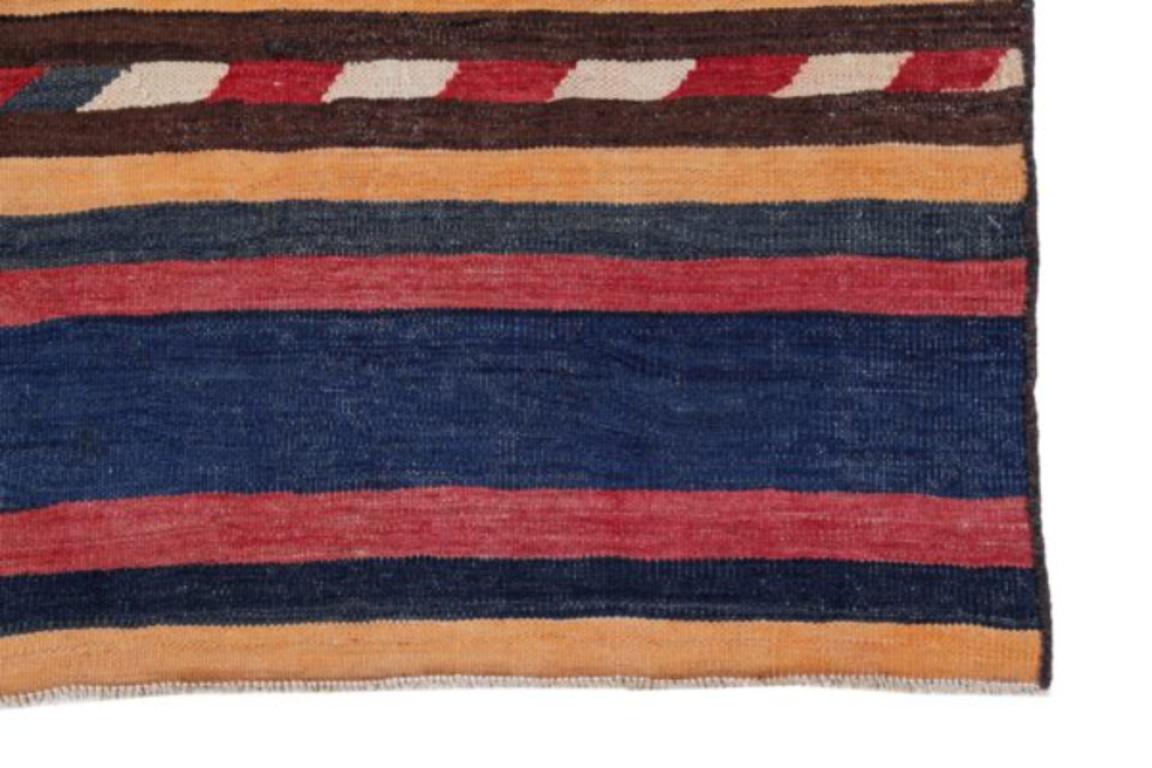 Persischer Kilim Small Rug - Wolle Blau Elfenbein Rot Gelb Design - 91553 im Zustand „Hervorragend“ im Angebot in Dallas, TX