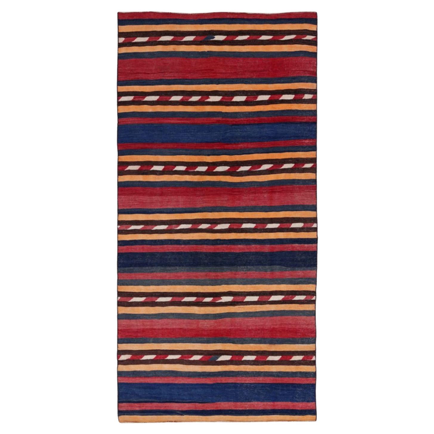 Persischer Kilim Small Rug - Wolle Blau Elfenbein Rot Gelb Design - 91553