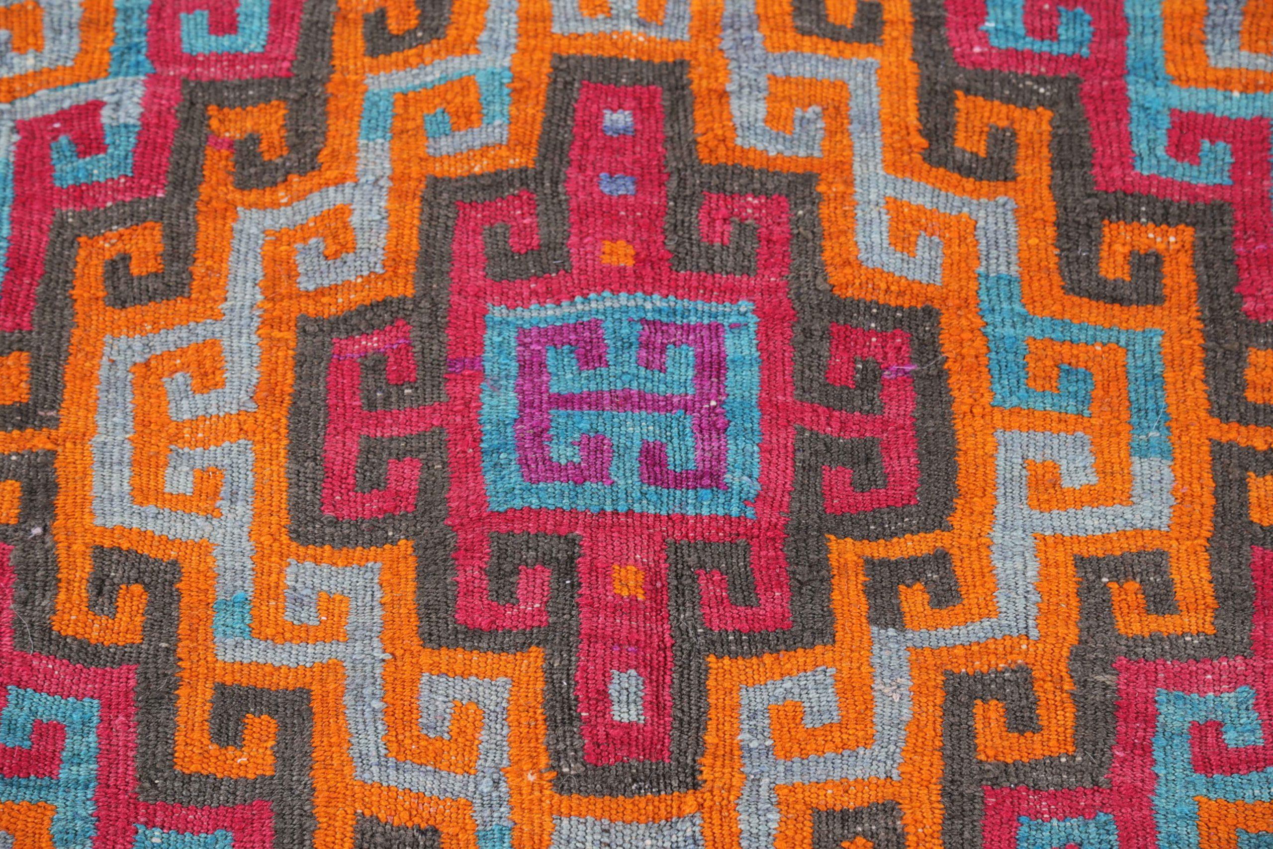Alfombra Persa Kilim Small - Lana Azul Naranja Purpel Diseño Rojo - 91554 siglo XX en venta