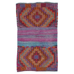 Persian Kilim Small Rug - Wool Blue Orange Purpel Red Design - 91554