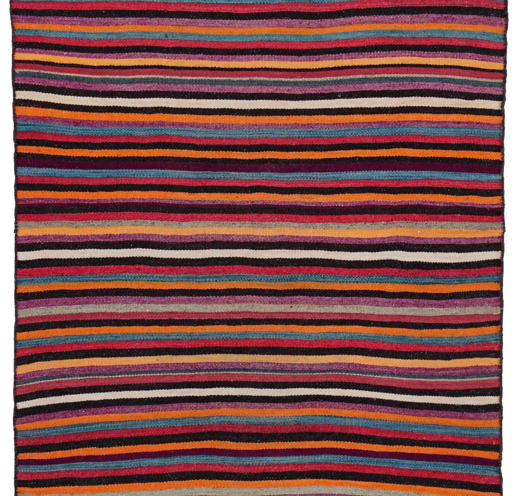 Asian Persian Kilim Small Rug - Wool Blue Orange Purpel Red Yellow - 91503 For Sale