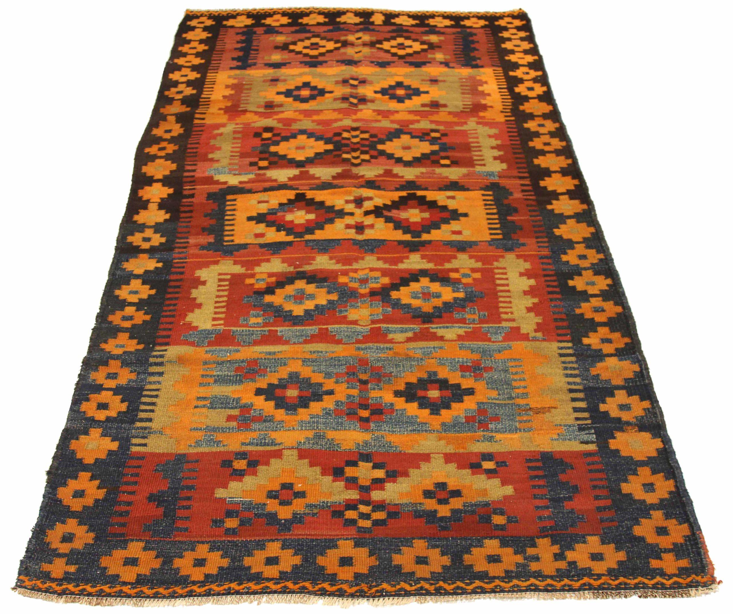Discover the elegance of Persian Kilim featuring Small Rug in Circa 1880. Designed with Wool and BrownGreenOrangeRed, this exclusive design is perfect for enhancing your space.