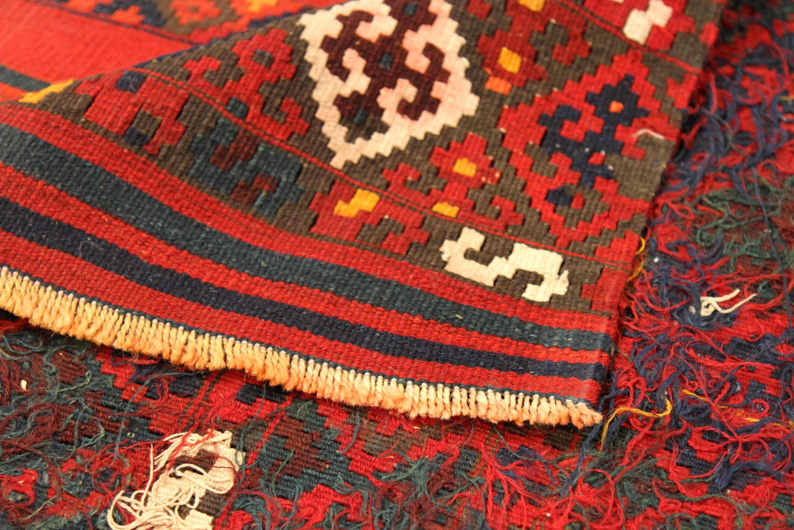 Alfombra Persa Kilim Pequeña - Lana Verde Marfil Rojo 73871 en Excelente estado para la venta en Dallas, TX