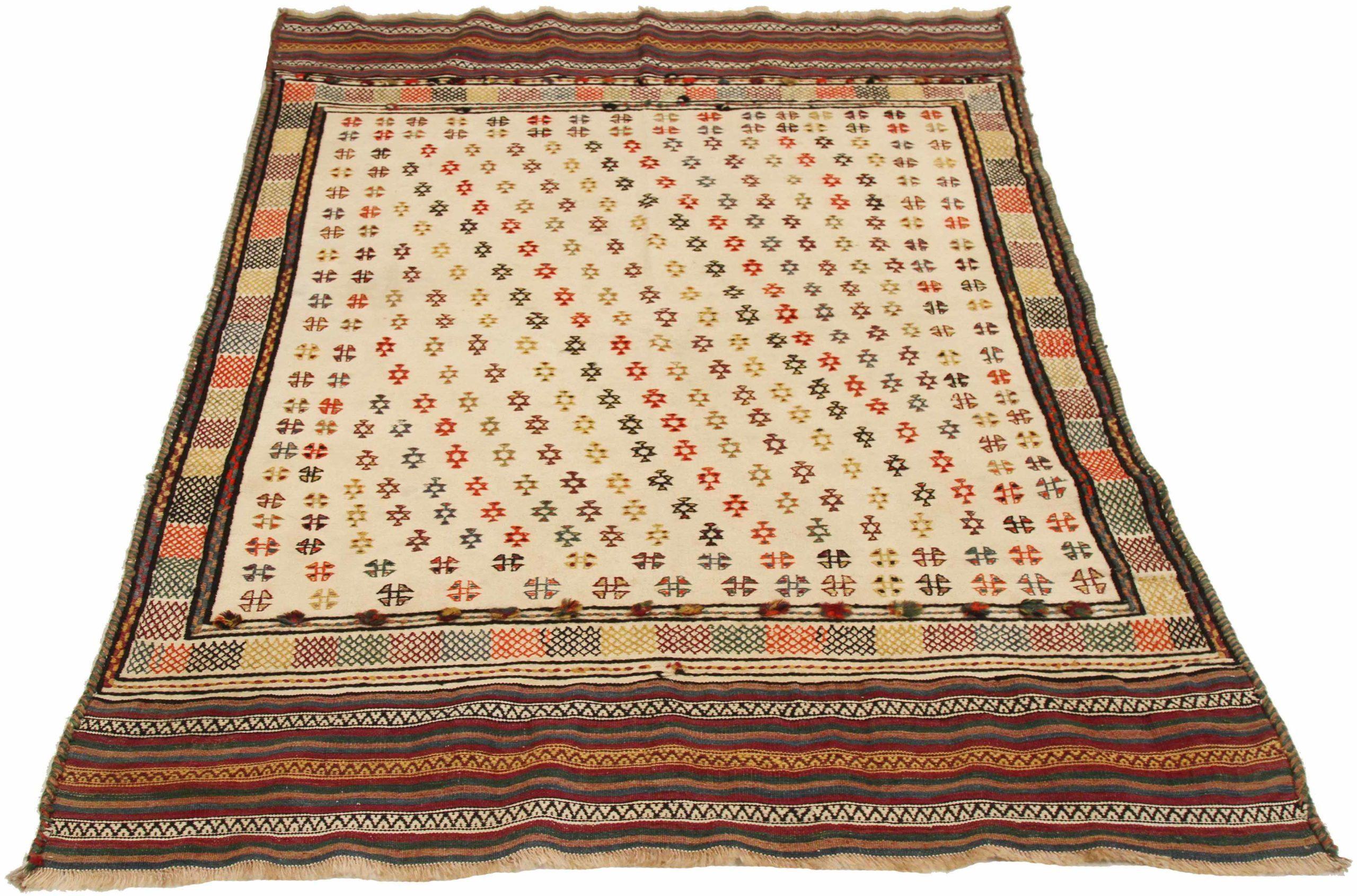 Discover the elegance of Persian Kilim featuring Small Rug in Circa 1880. Designed with Wool and IvoryRedYellow, this exclusive design is perfect for enhancing your space.