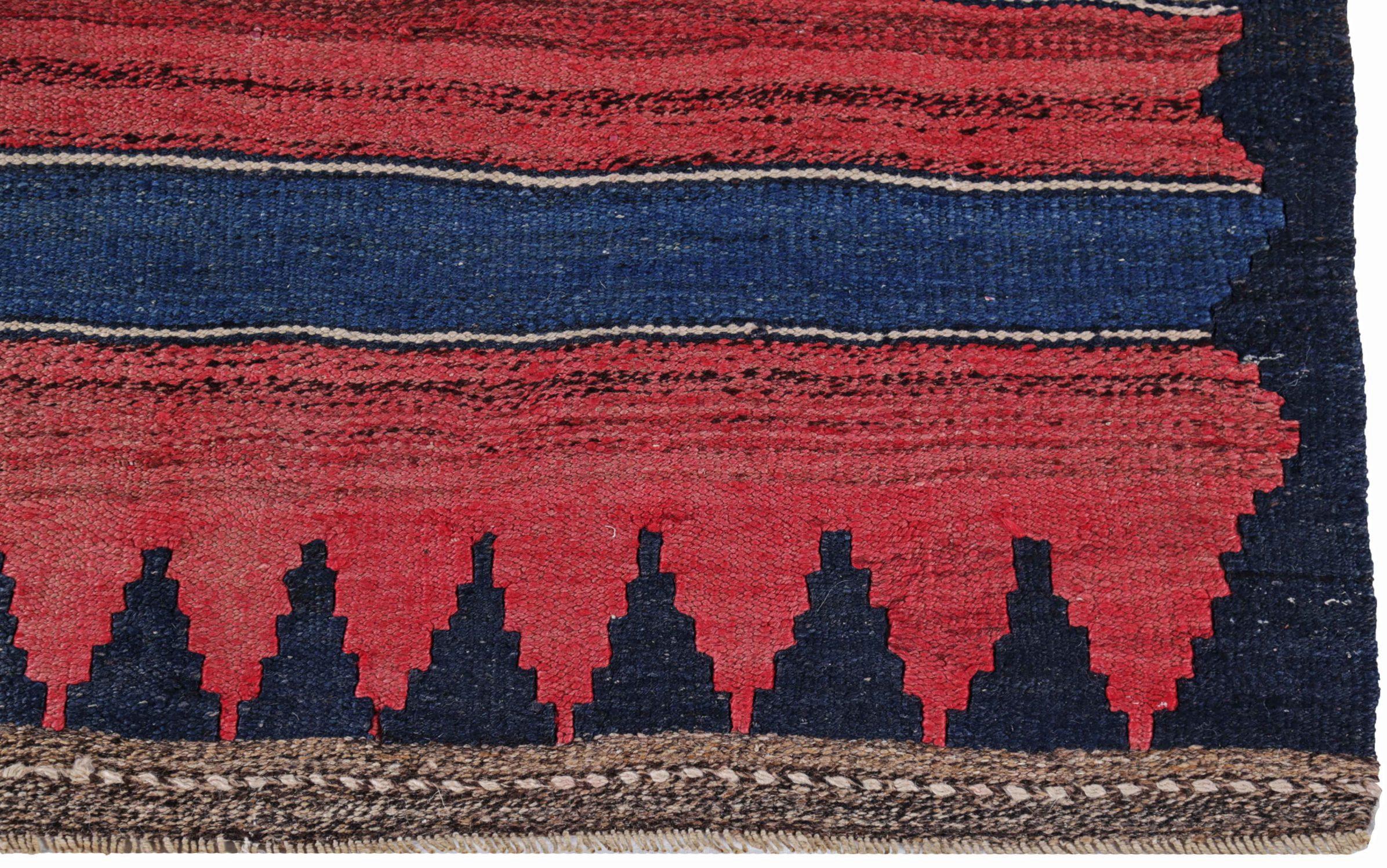 Persischer Kelim-Teppich Circa 1910 - Wolle Schwarz Blau Grün Rot Design - 91425 (20. Jahrhundert) im Angebot