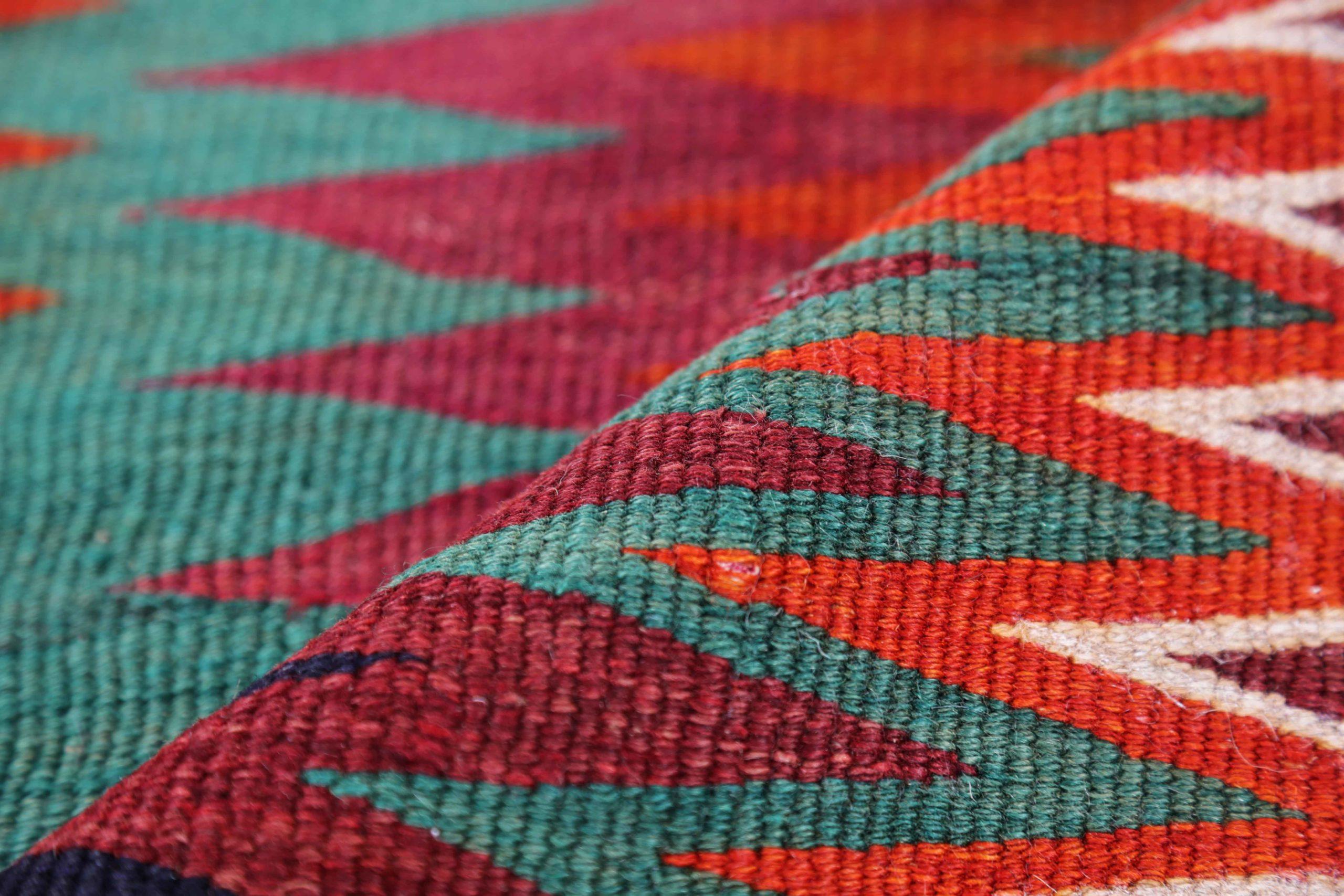 Alfombra Persa Kilim Pequeña Circa 1910 - Lana Diseño Negro Azul Rojo - 91474 siglo XX en venta