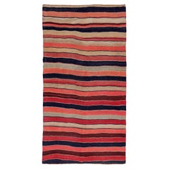 Rug & Kilim Kilim Persan Circa 1910 - Laine Noir Ivoire Rose Rouge Design - 91445