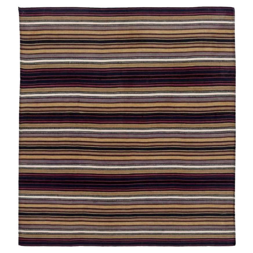 Persischer Kilim Small Rug CIRCA 1910 - Wolle Schwarz Elfenbein Rosa Gelb Design - 91300