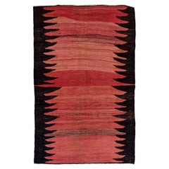 Alfombra Persa Kilim Pequeña Circa 1910 - Lana Diseño Negro Rosa Rojo - 91240