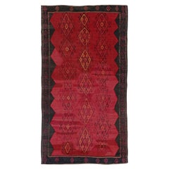 Persische Kilim Small Rug CIRCA 1910 - Wolle Schwarz Rot Gelb Design - 91426